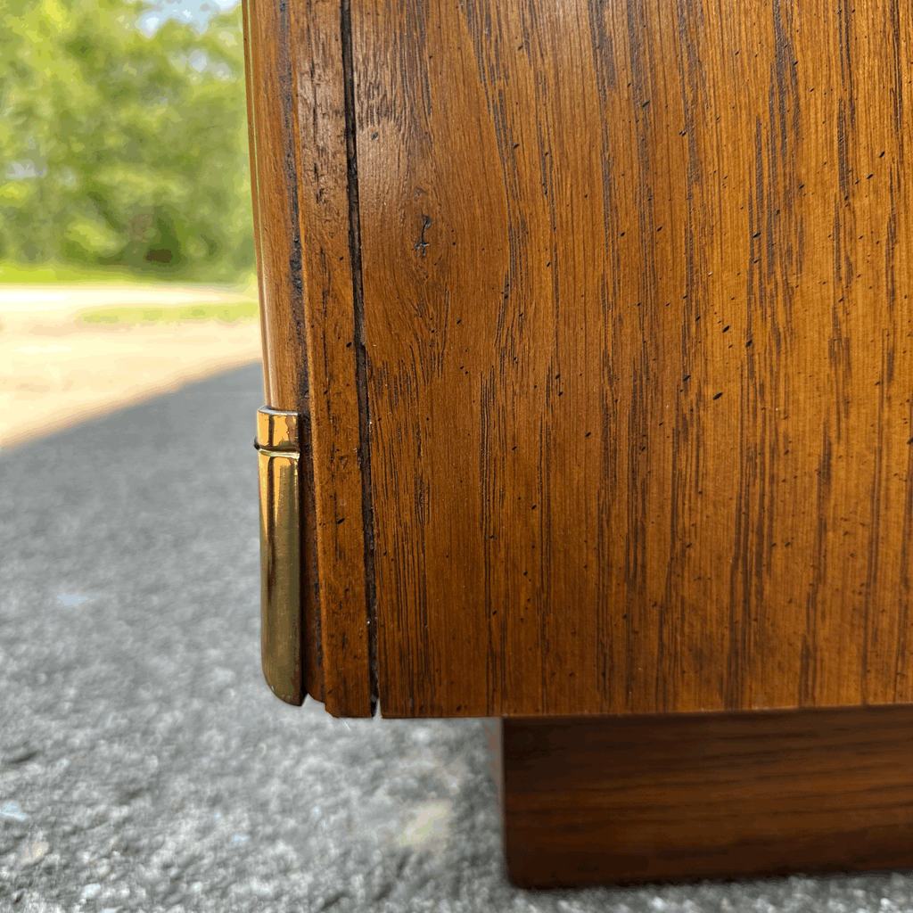 Lexington Campaign Style Pecan and Brass Dry Bar
