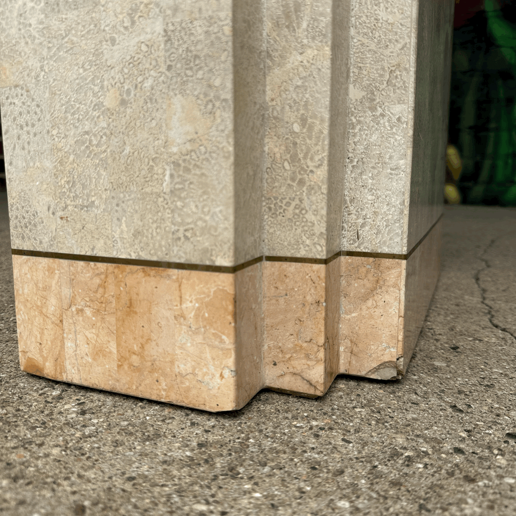 Maitland-Smith Tessellated Marble Stone Pedestal