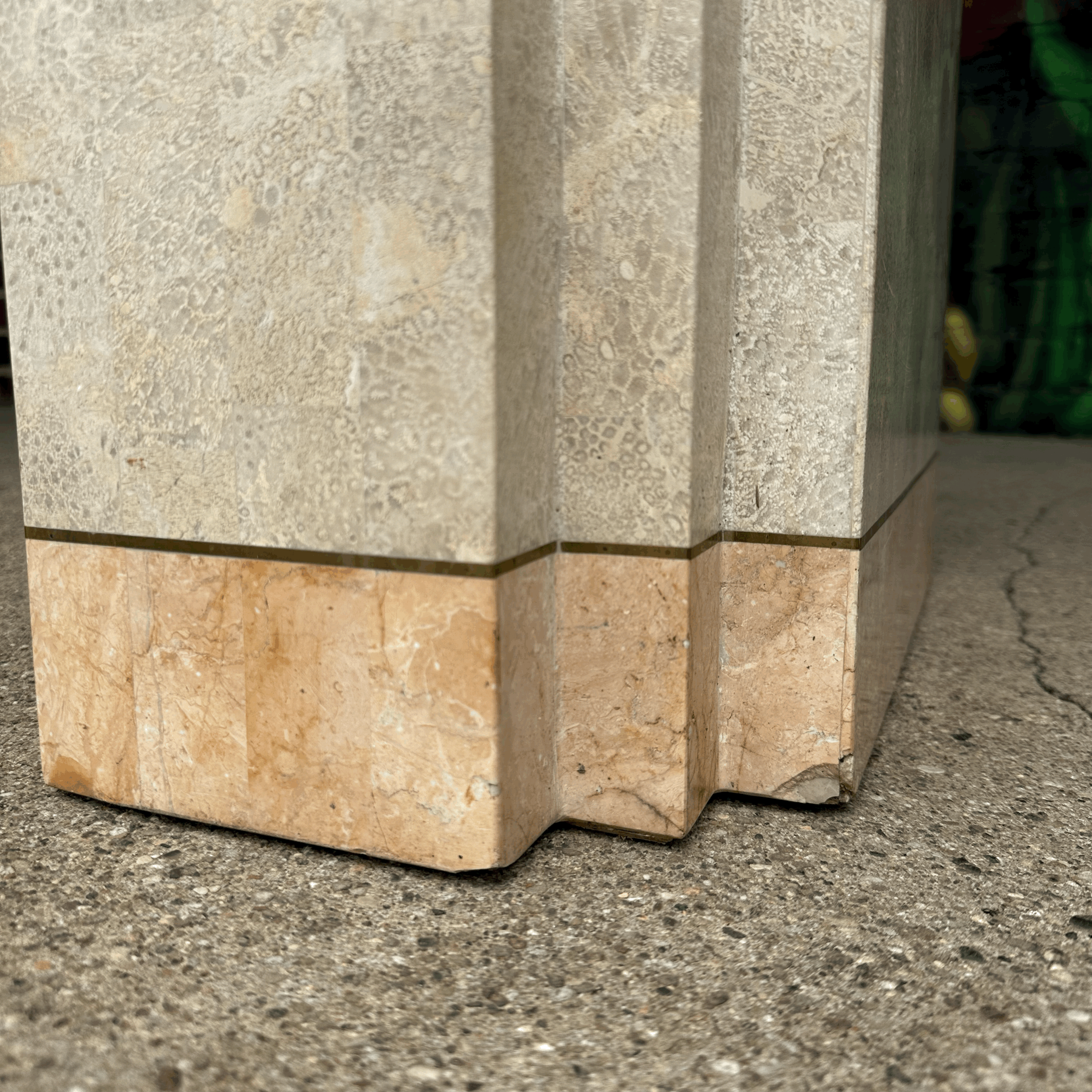 Maitland-Smith Tessellated Marble Stone Pedestal