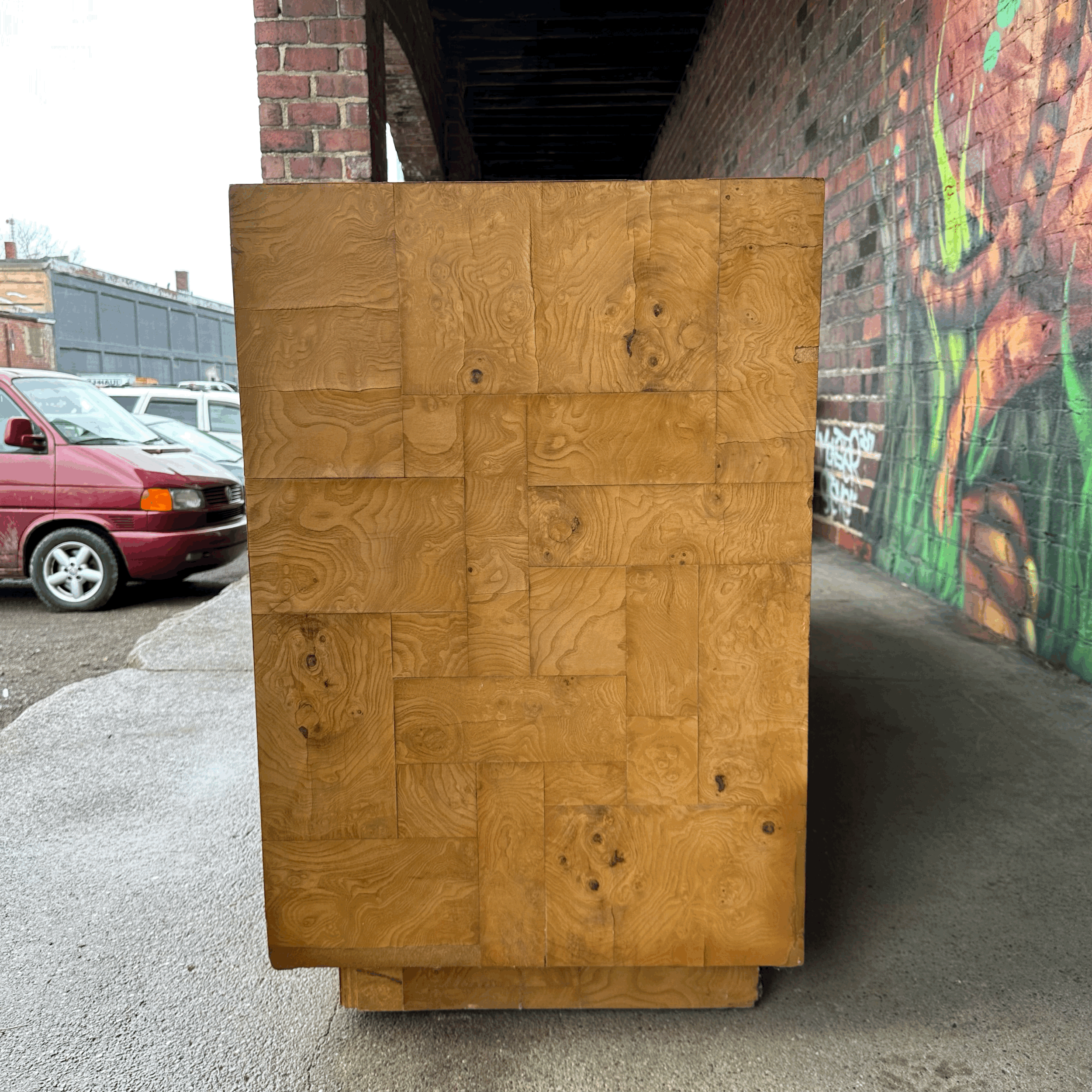 Paul Evans patchwork Burl wood credenza