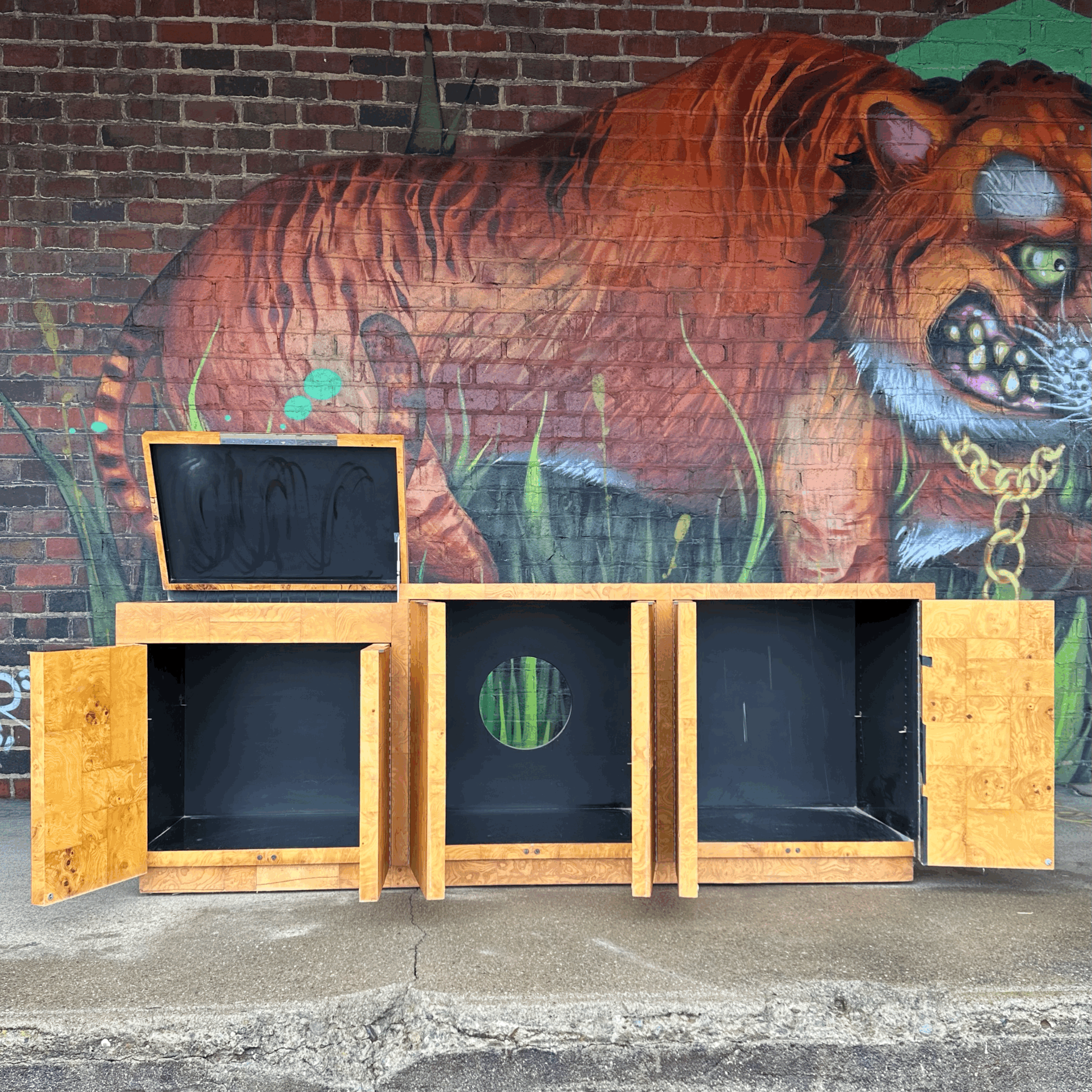 Paul Evans patchwork Burl wood credenza