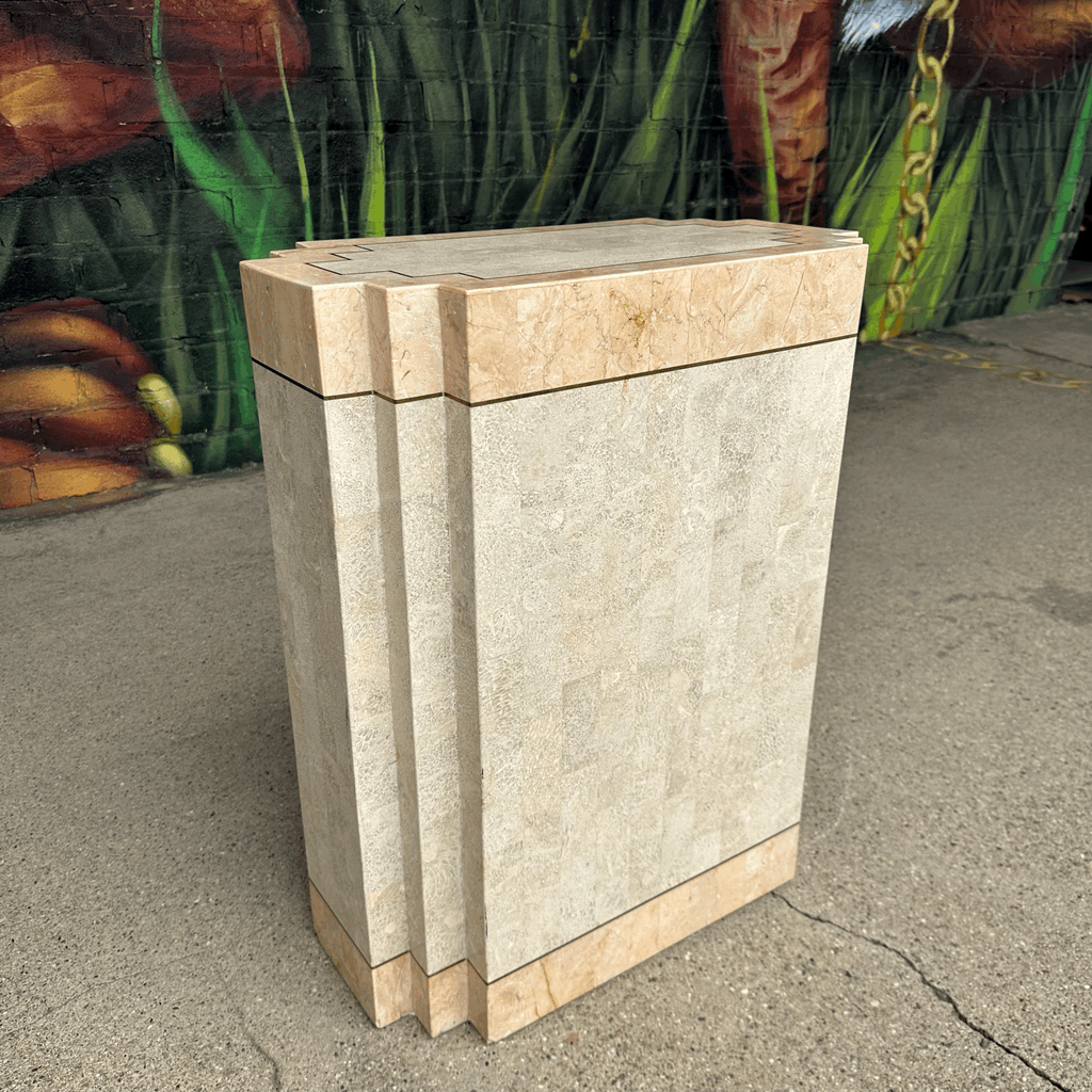 Maitland-Smith Tessellated Marble Stone Pedestal
