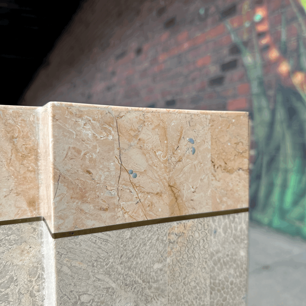 Maitland-Smith Tessellated Marble Stone Pedestal