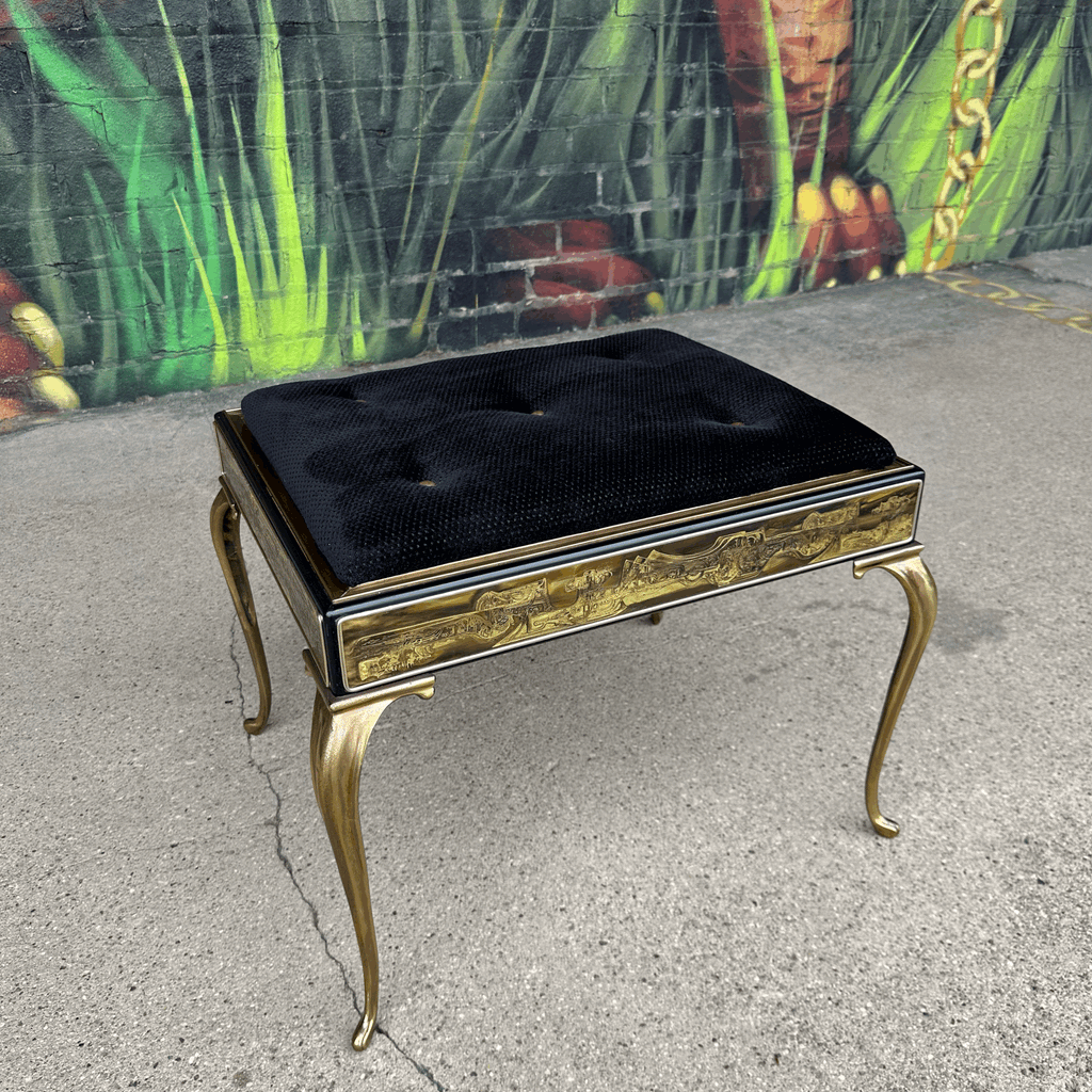 Acid Etched Mastercraft Ottoman by Bernhard Rohne Mid-Century Modern