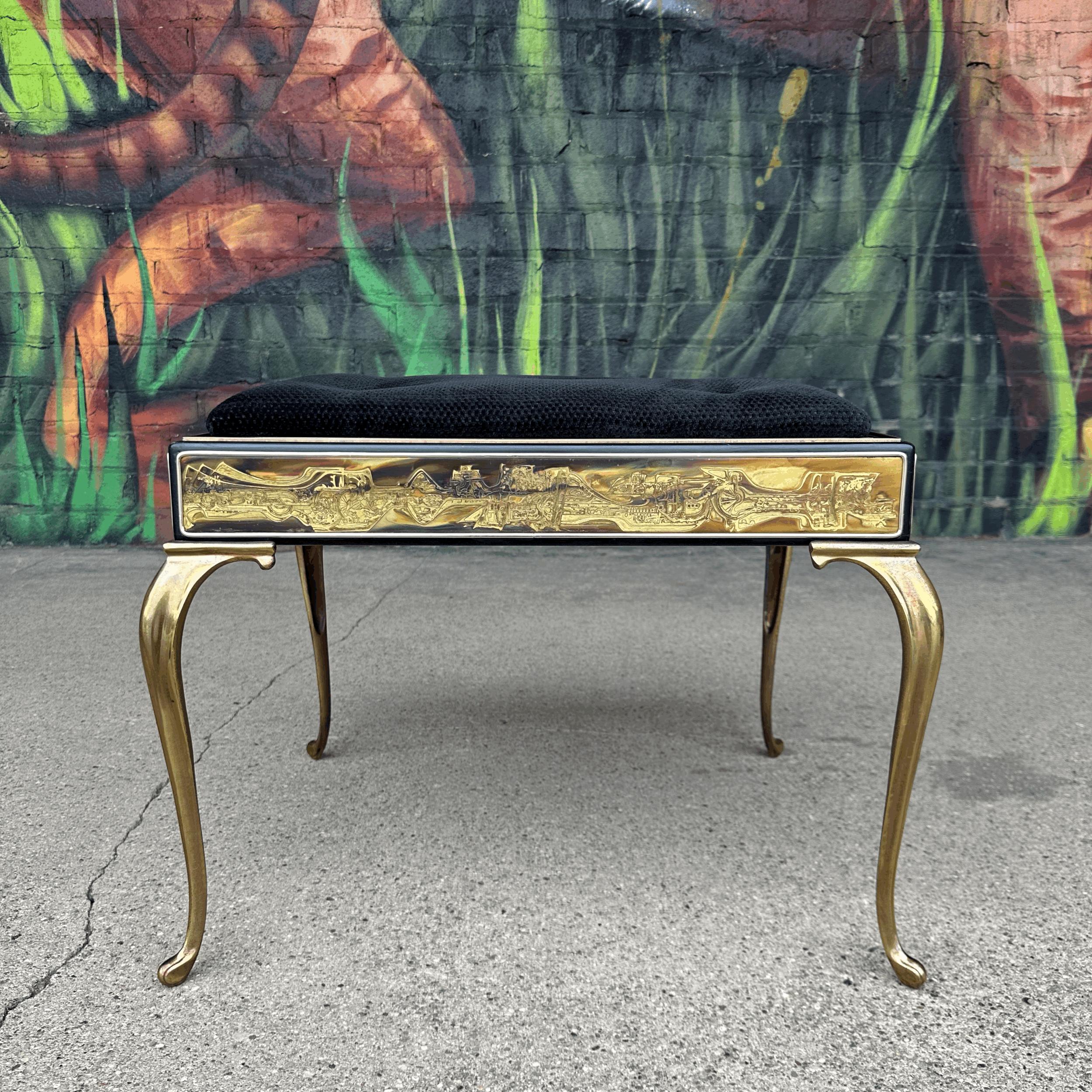 Acid Etched Mastercraft Ottoman by Bernhard Rohne Mid-Century Modern