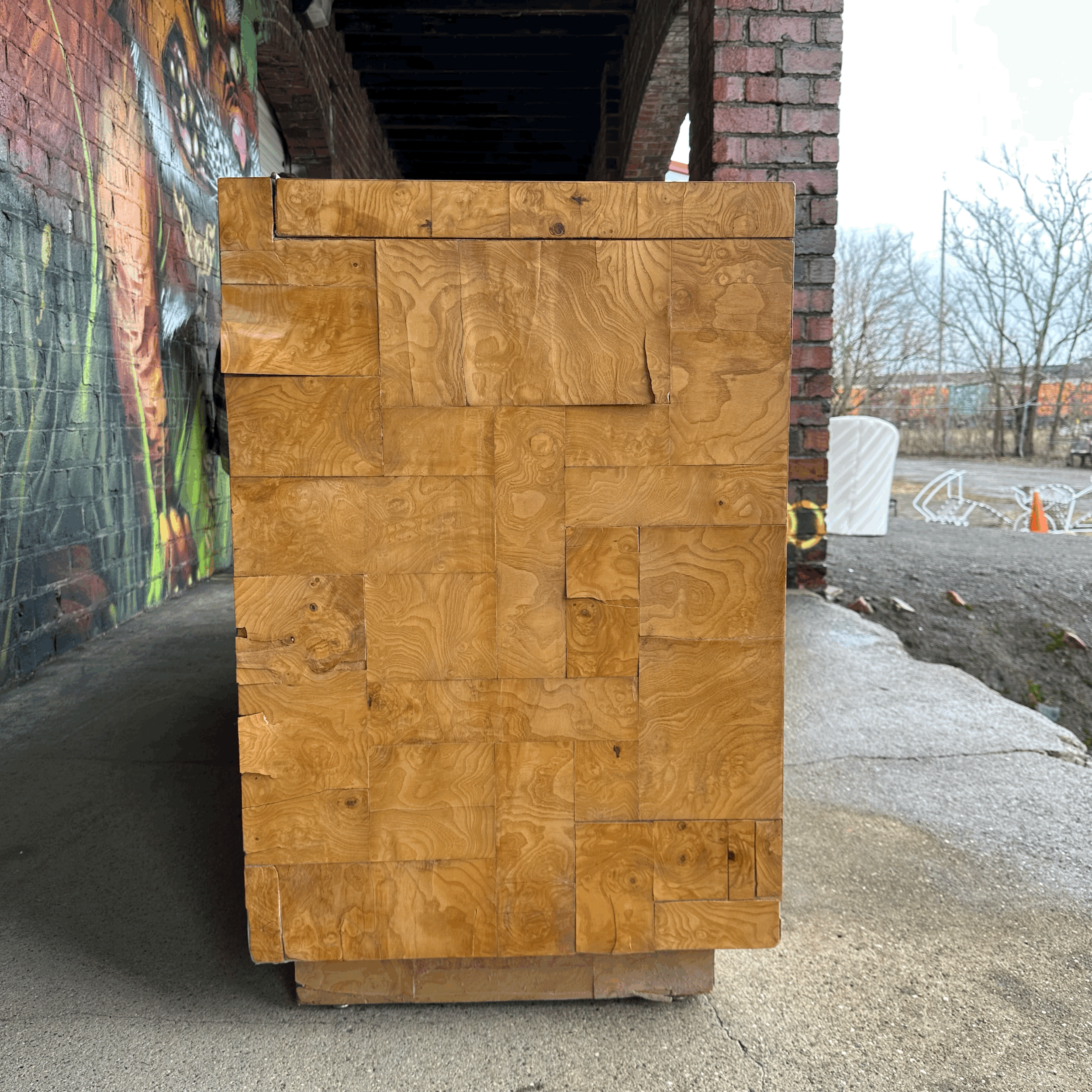 Paul Evans patchwork Burl wood credenza