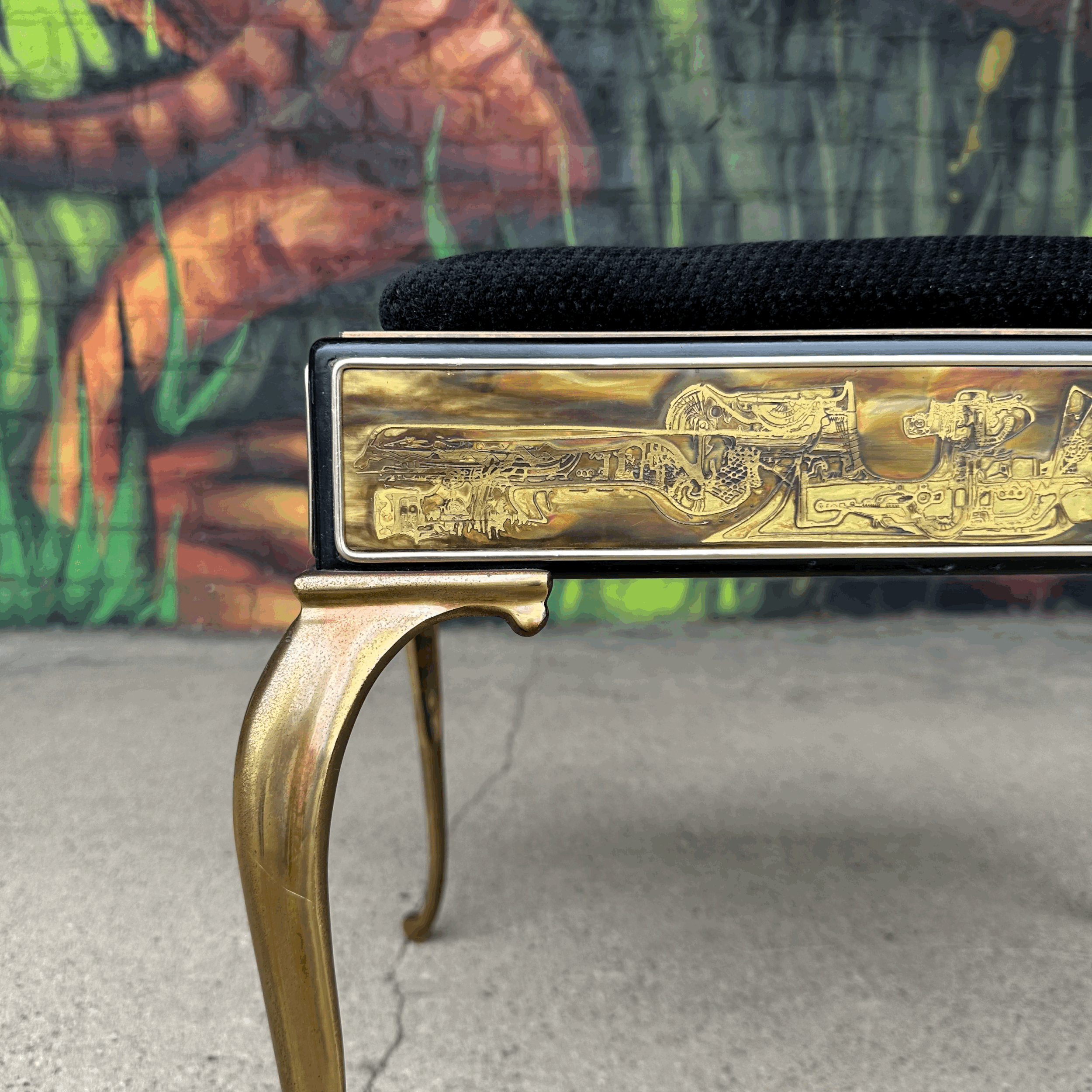 Acid Etched Mastercraft Ottoman by Bernhard Rohne Mid-Century Modern