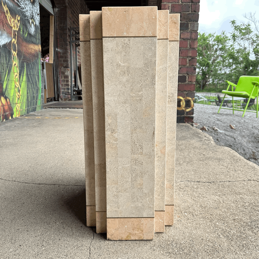 Maitland-Smith Tessellated Marble Stone Pedestal