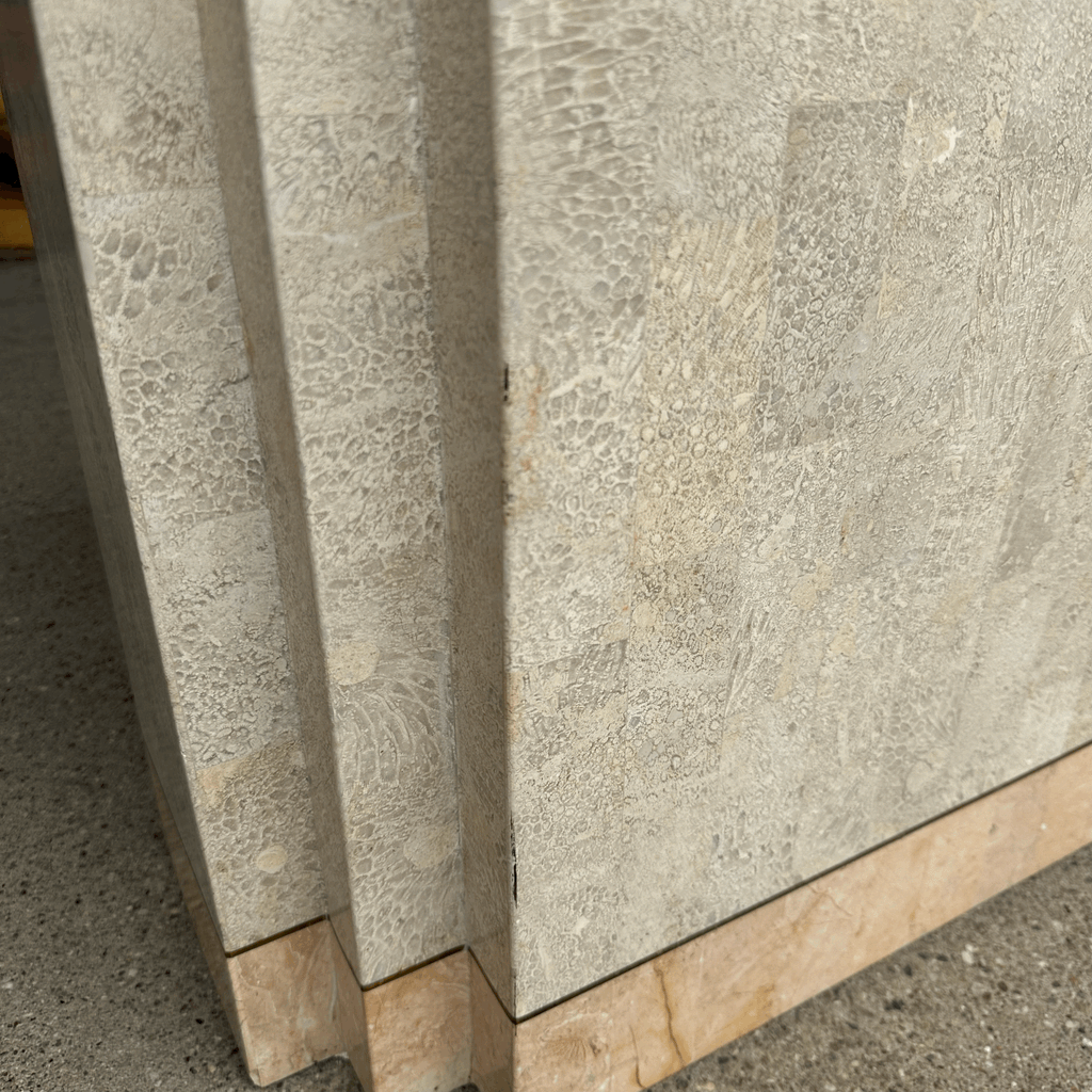Maitland-Smith Tessellated Marble Stone Pedestal