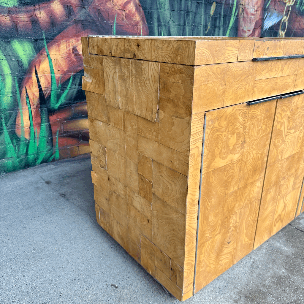 Paul Evans patchwork Burl wood credenza