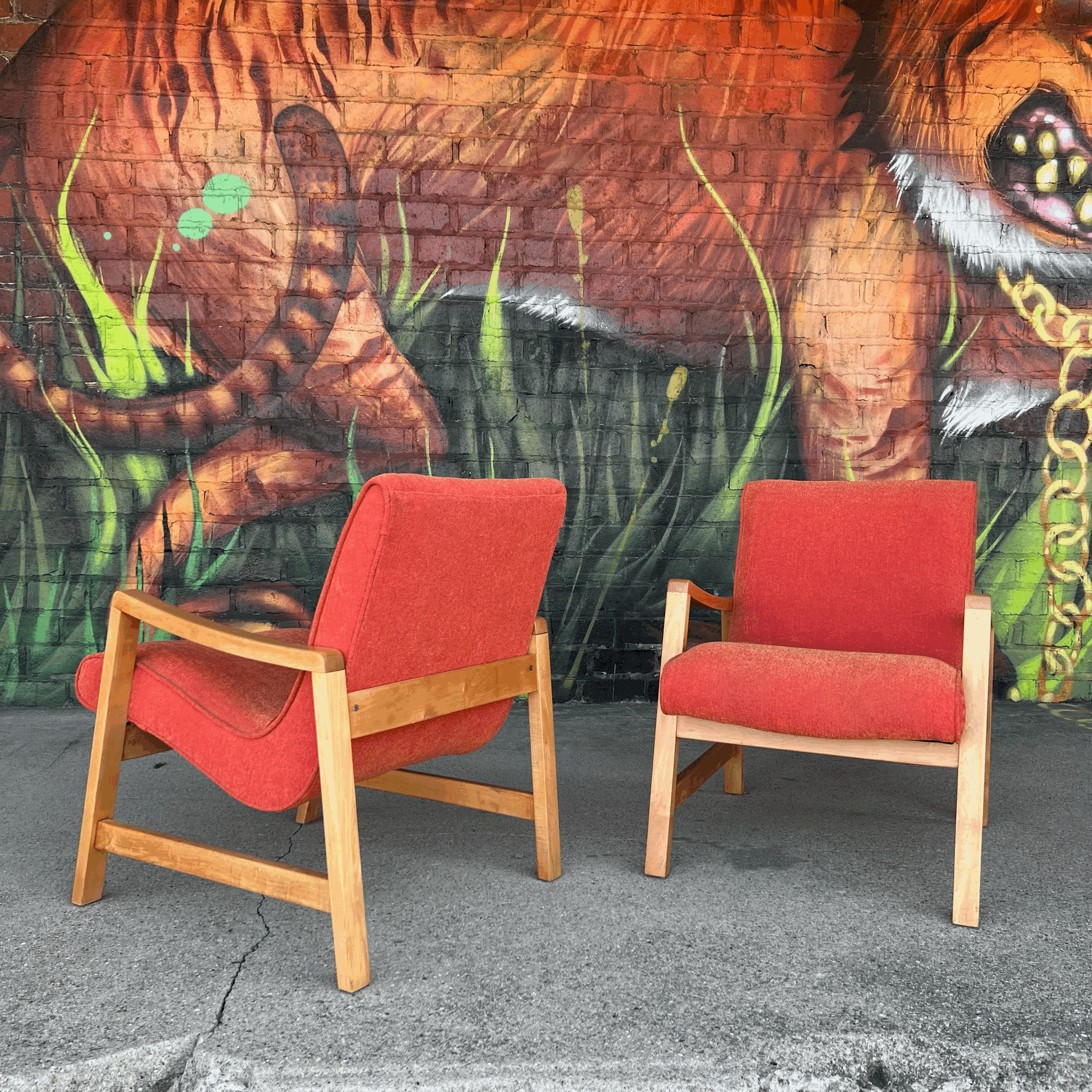 Pair of Jens Risom Lounge Arm Chairs