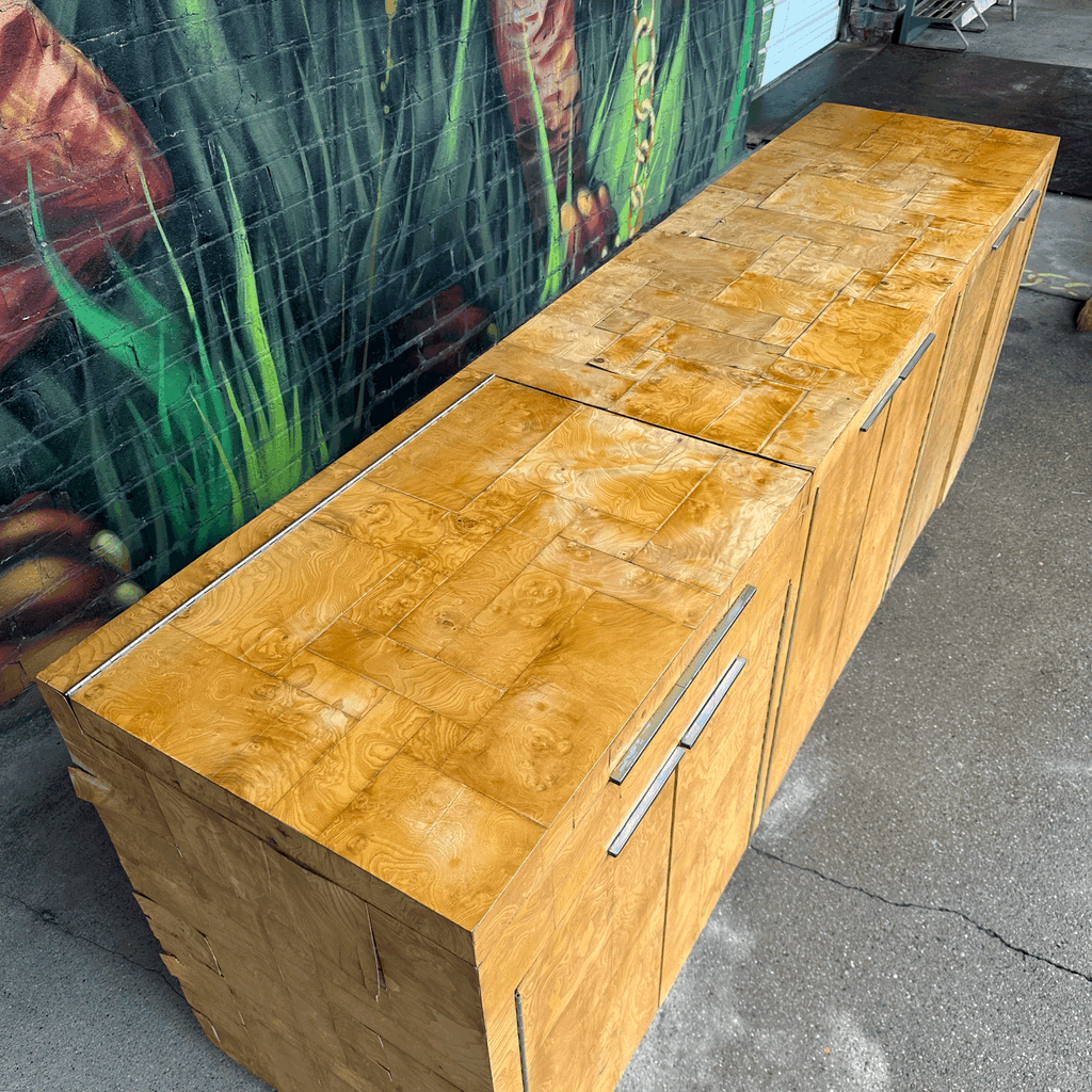 Paul Evans patchwork Burl wood credenza