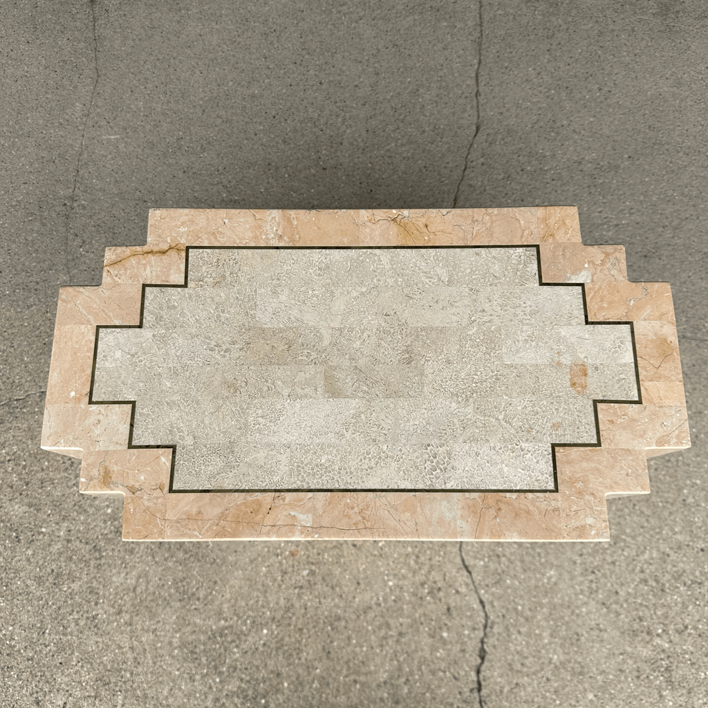Maitland-Smith Tessellated Marble Stone Pedestal