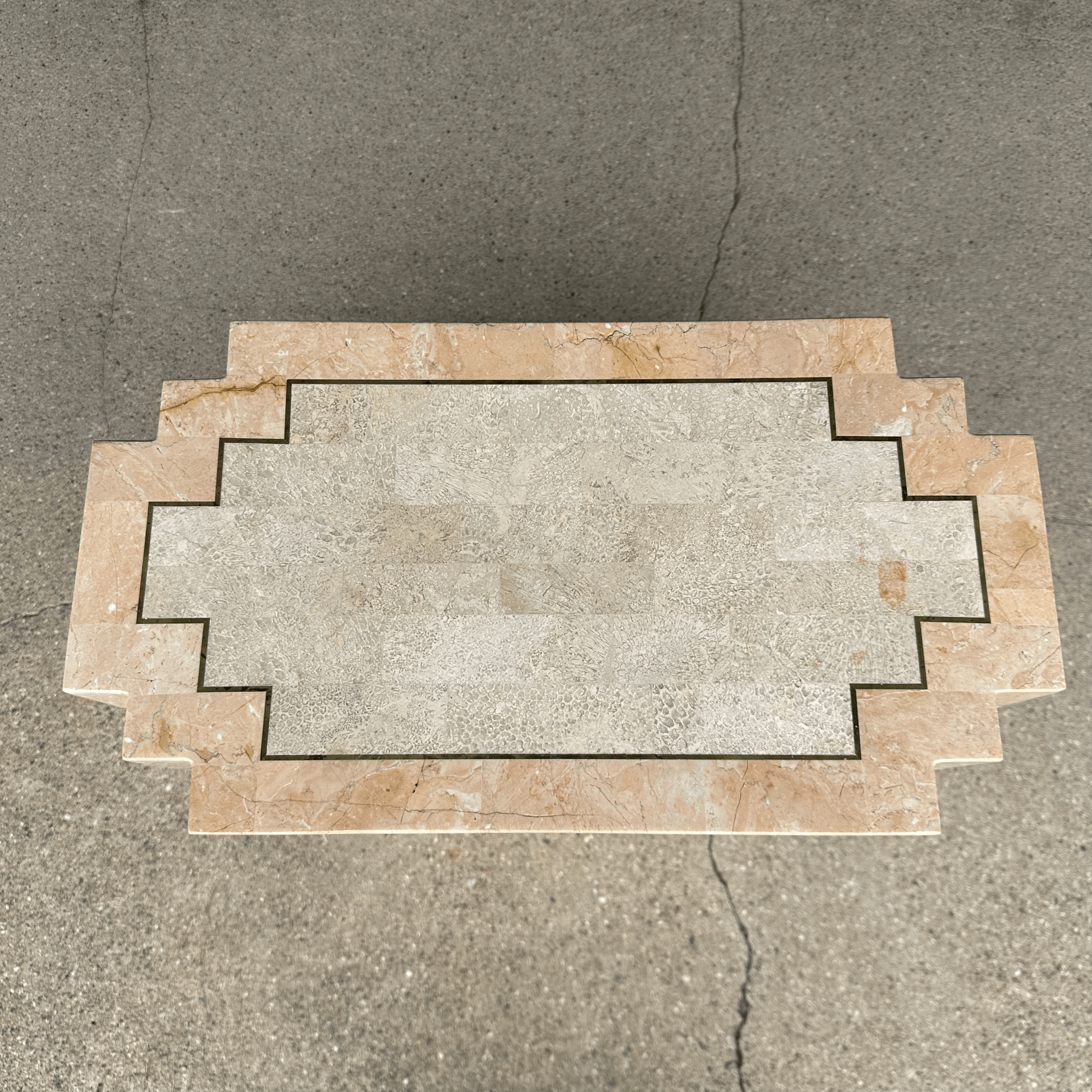 Maitland-Smith Tessellated Marble Stone Pedestal