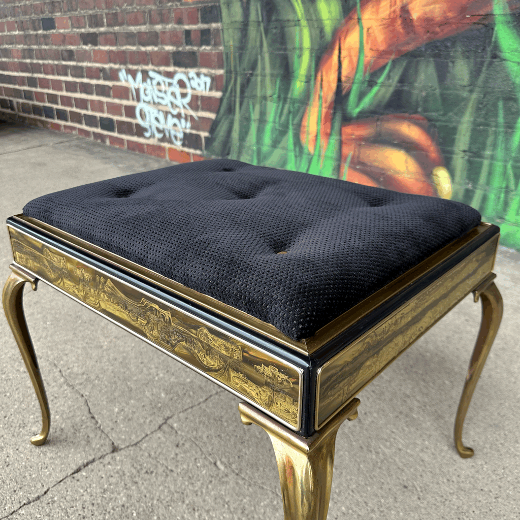 Acid Etched Mastercraft Ottoman by Bernhard Rohne Mid-Century Modern