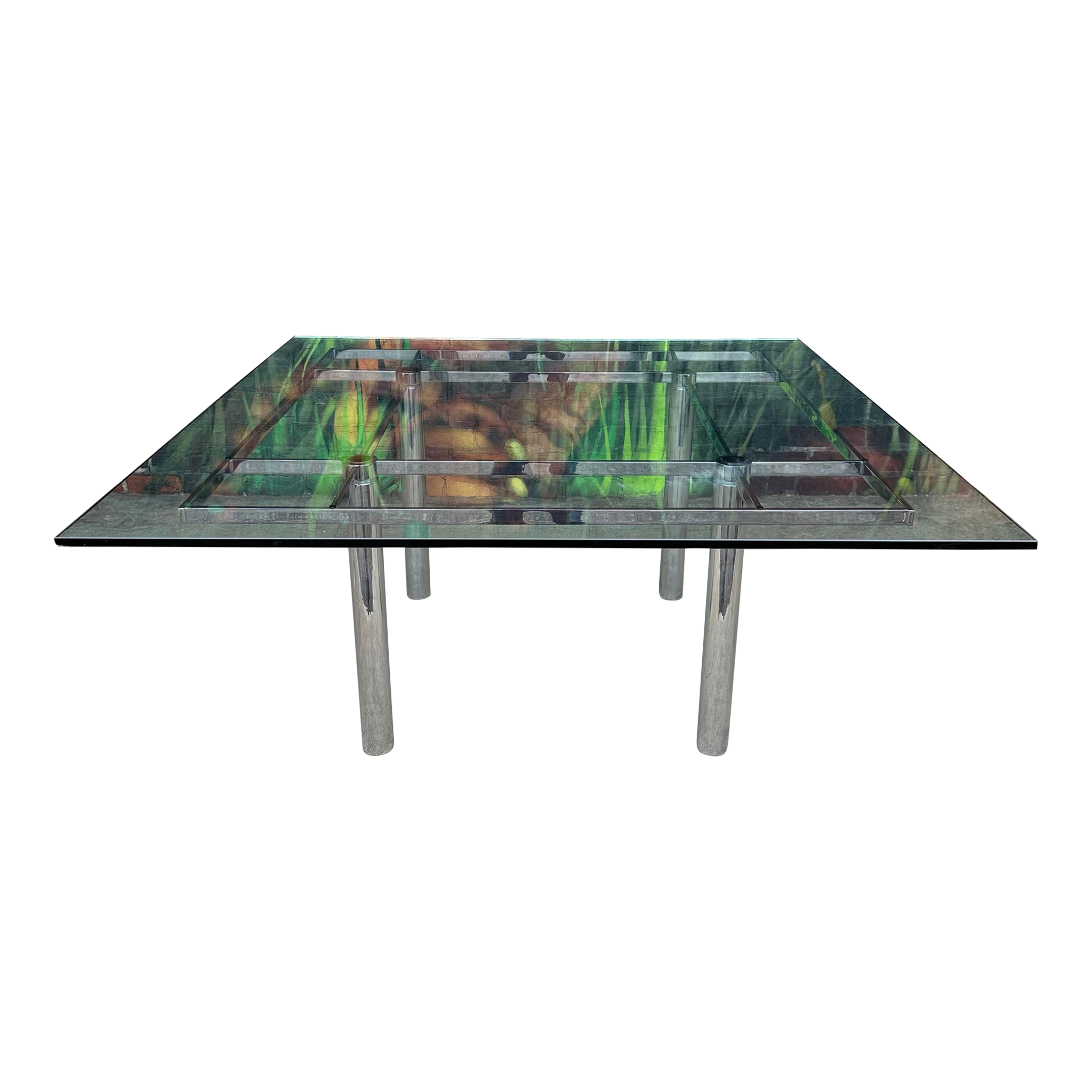 Tobia Scarpa Glass and Chrome Dining Table for Knoll