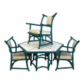 Tommi Parzinger for Willow and Reed Dining Game Set Brass Inlay