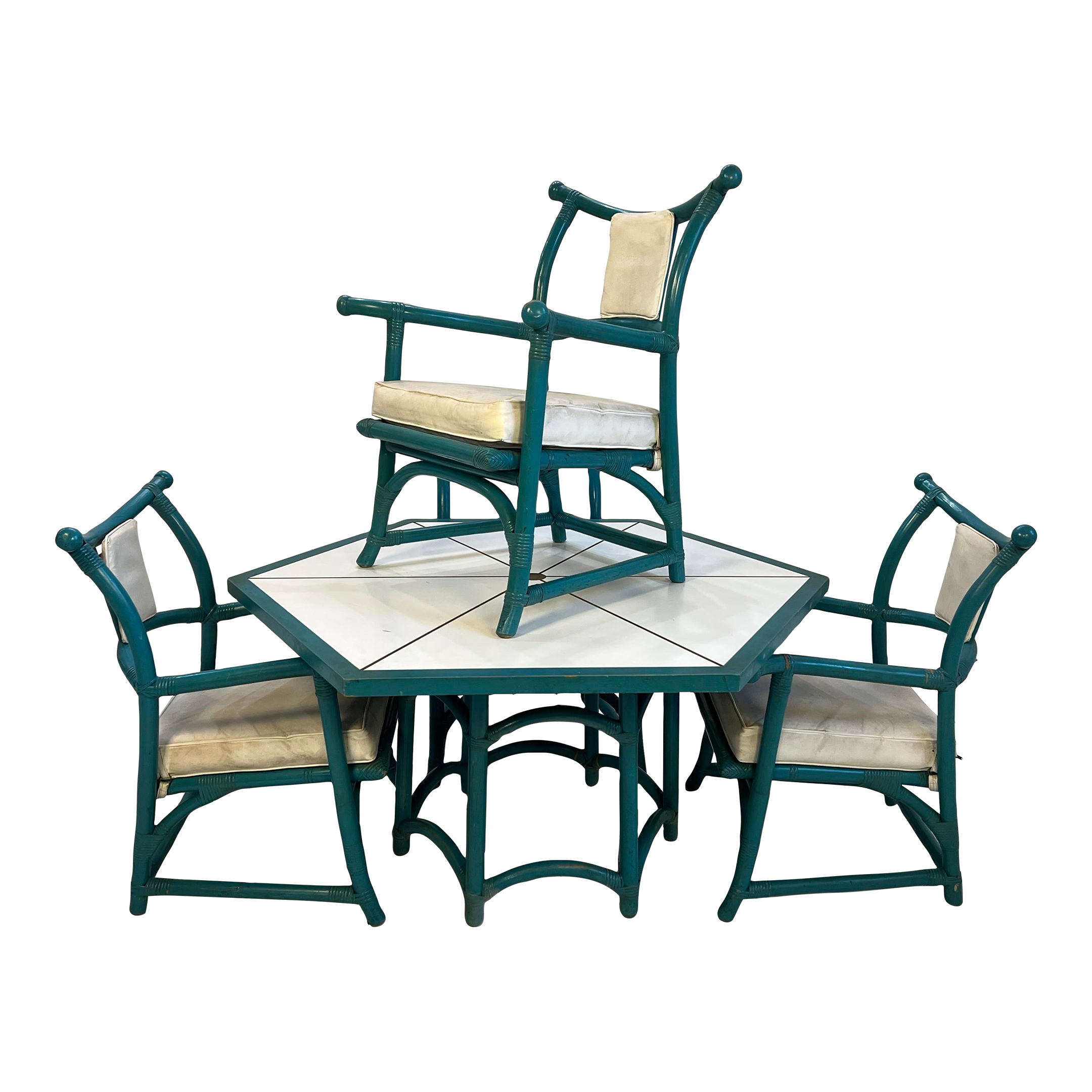 Tommi Parzinger for Willow and Reed Dining Game Set Brass Inlay