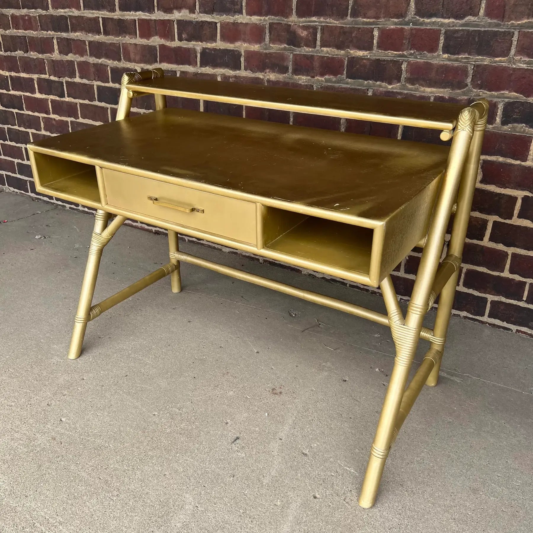 Tommi Parzinger Rattan Bamboo for Willow and Reed Desk.