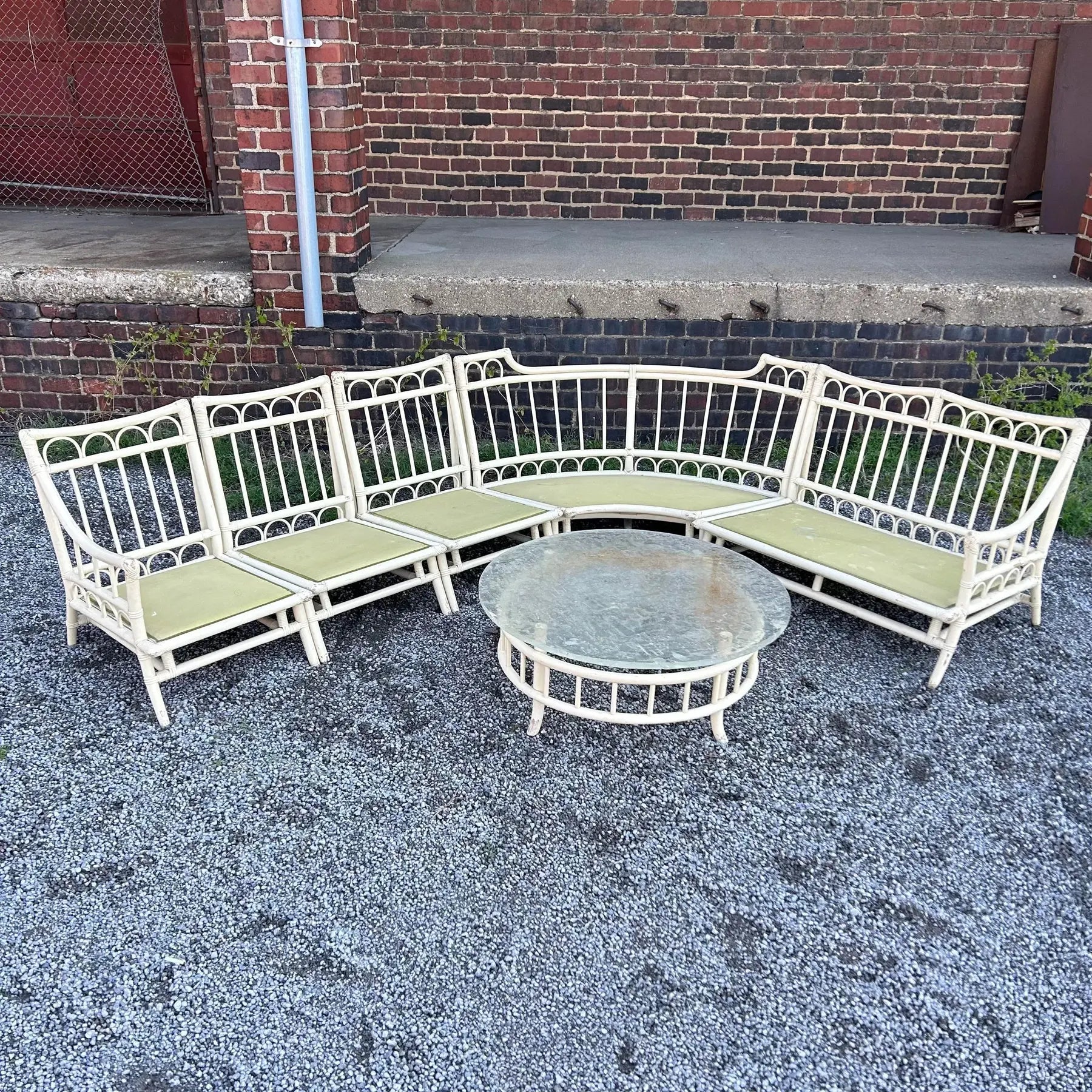Tommi Parzinger Rattan Outdoor Round Coffee Table Willow and Reed