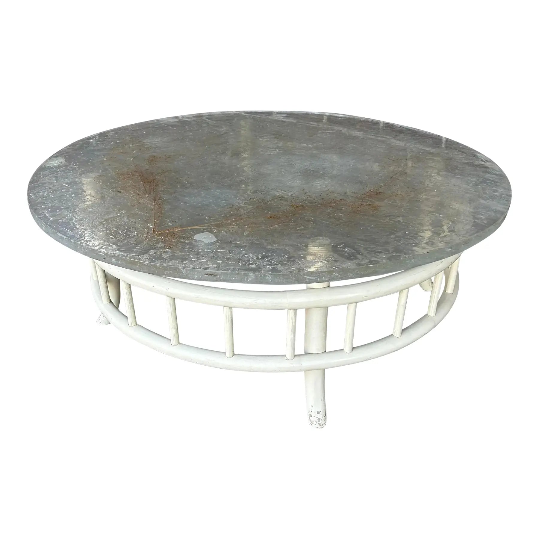 Tommi Parzinger Rattan Outdoor Round Coffee Table Willow and Reed