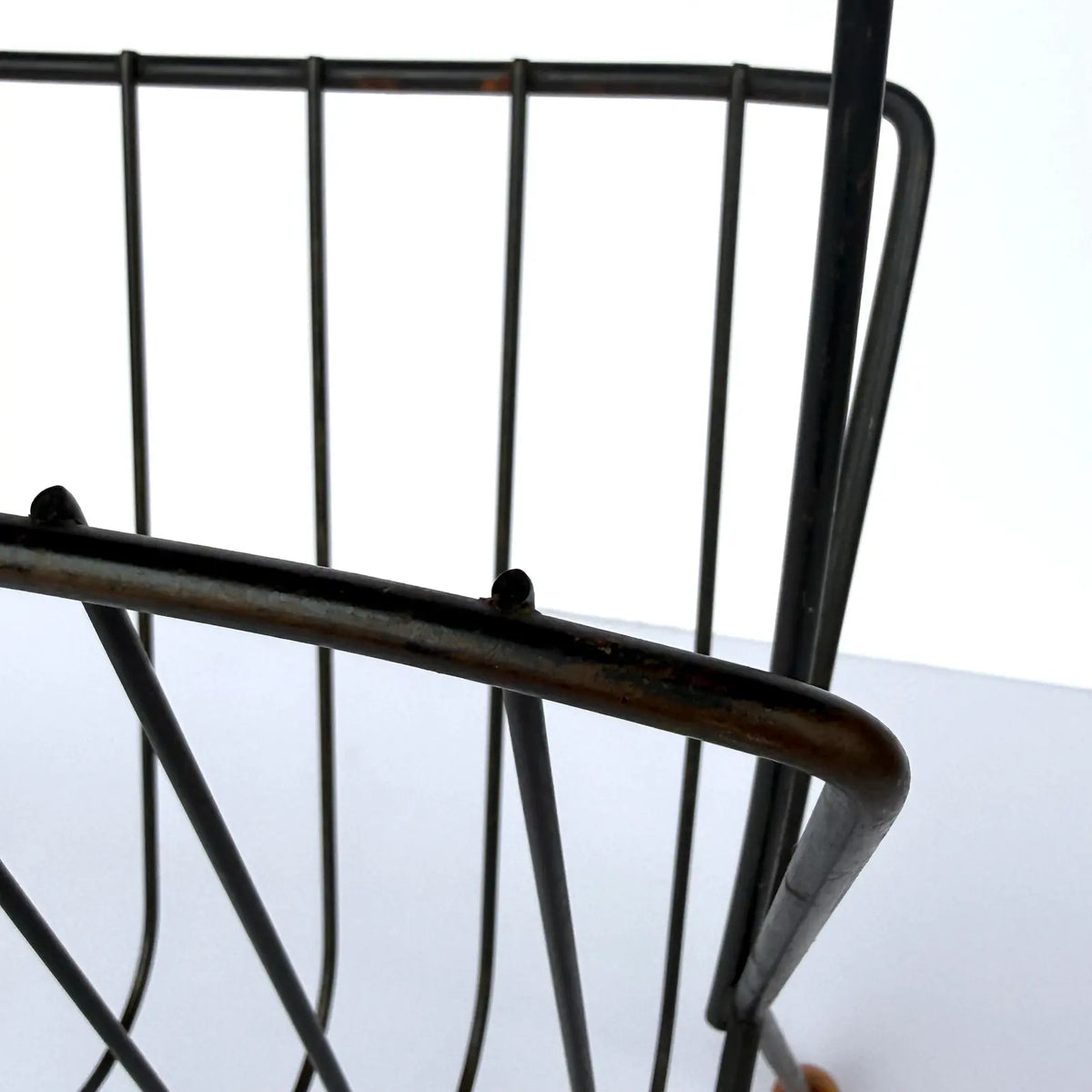 Tony Paul Magazine Rack Wrought Iron Wood Ball Feet
