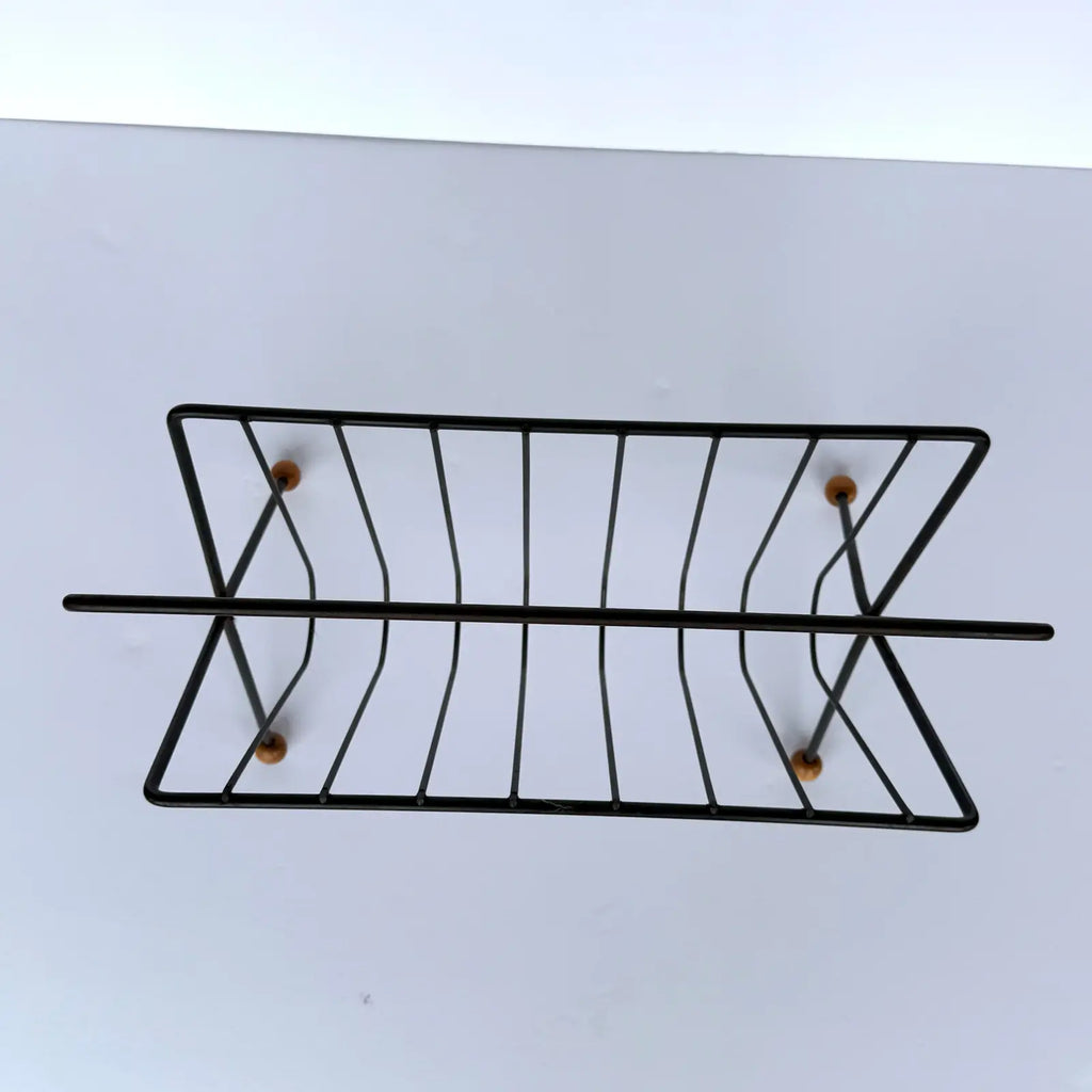 Tony Paul Magazine Rack Wrought Iron Wood Ball Feet