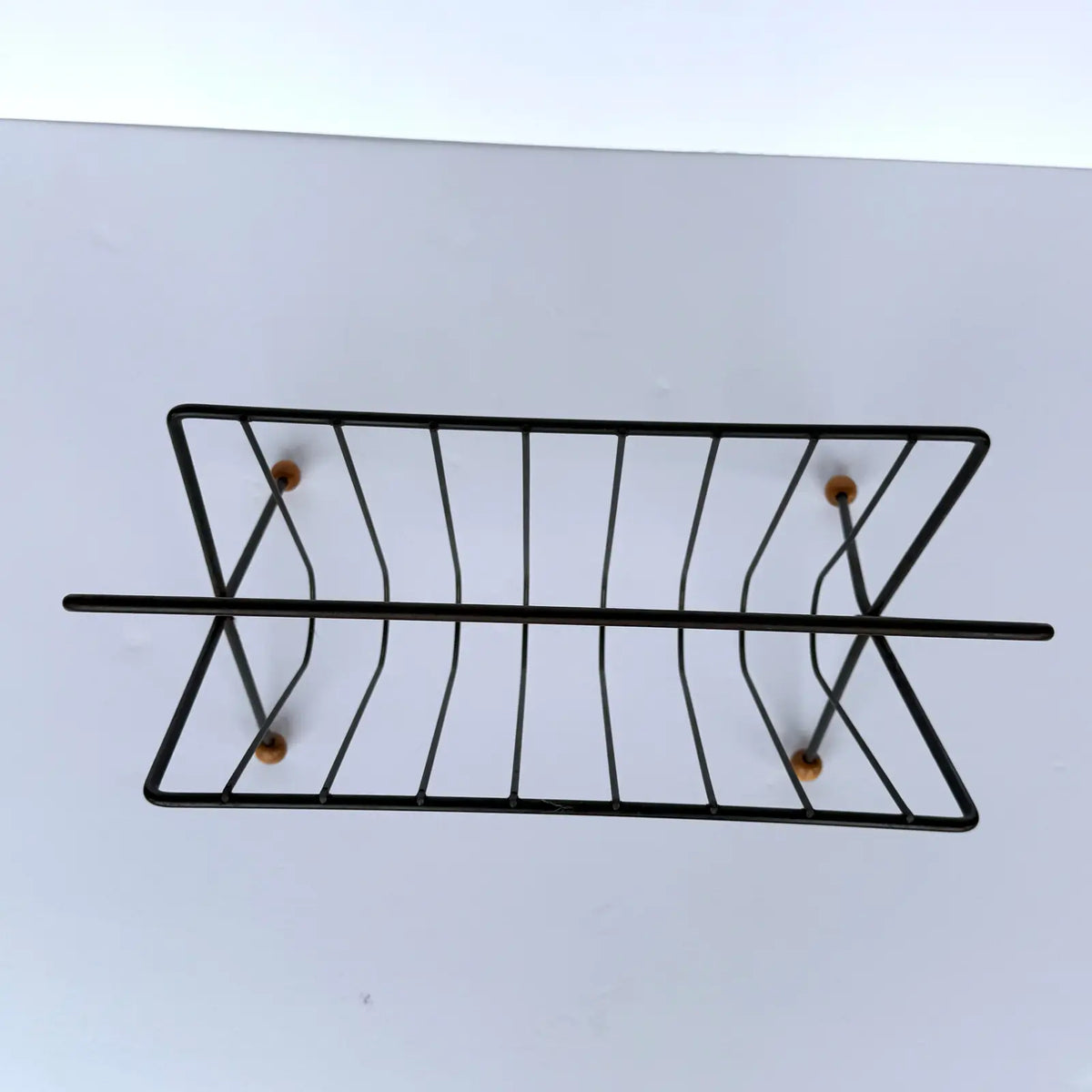 Tony Paul Magazine Rack Wrought Iron Wood Ball Feet