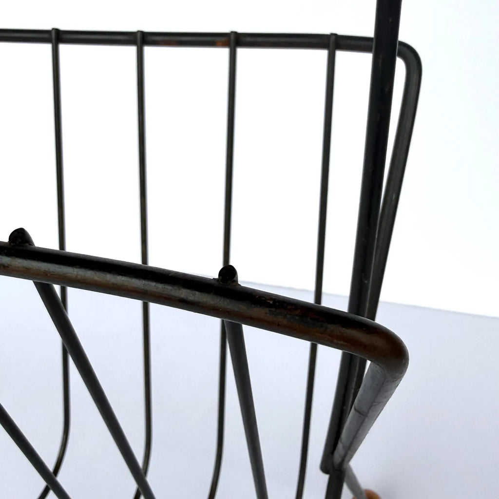Tony Paul Magazine Rack Wrought Iron Wood Ball Feet