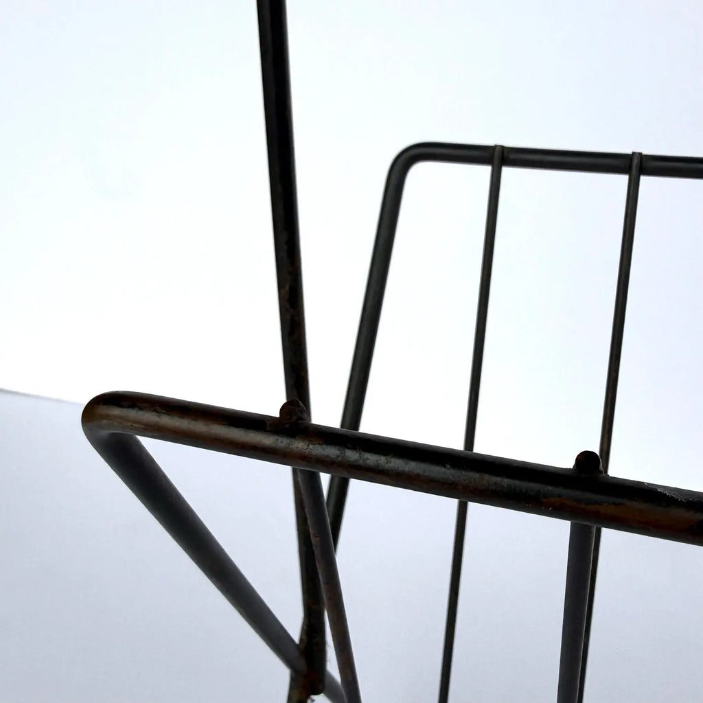 Tony Paul Magazine Rack Wrought Iron Wood Ball Feet