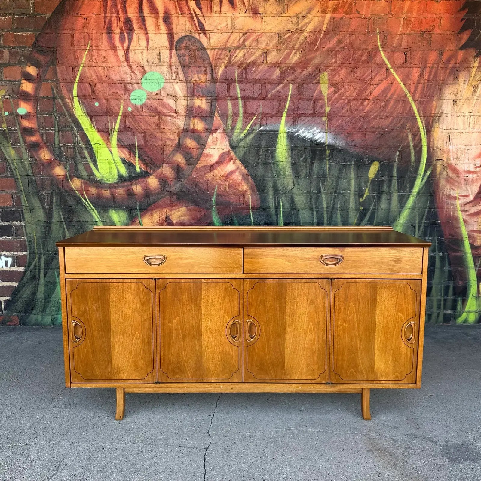 Uncommon Mid Century Modern Walnut Credenza From Sweden