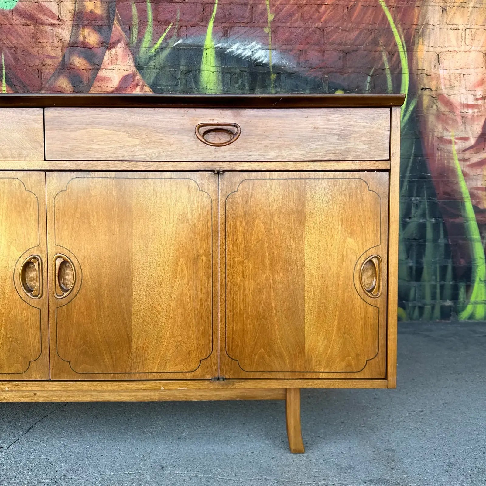 Uncommon Mid Century Modern Walnut Credenza From Sweden
