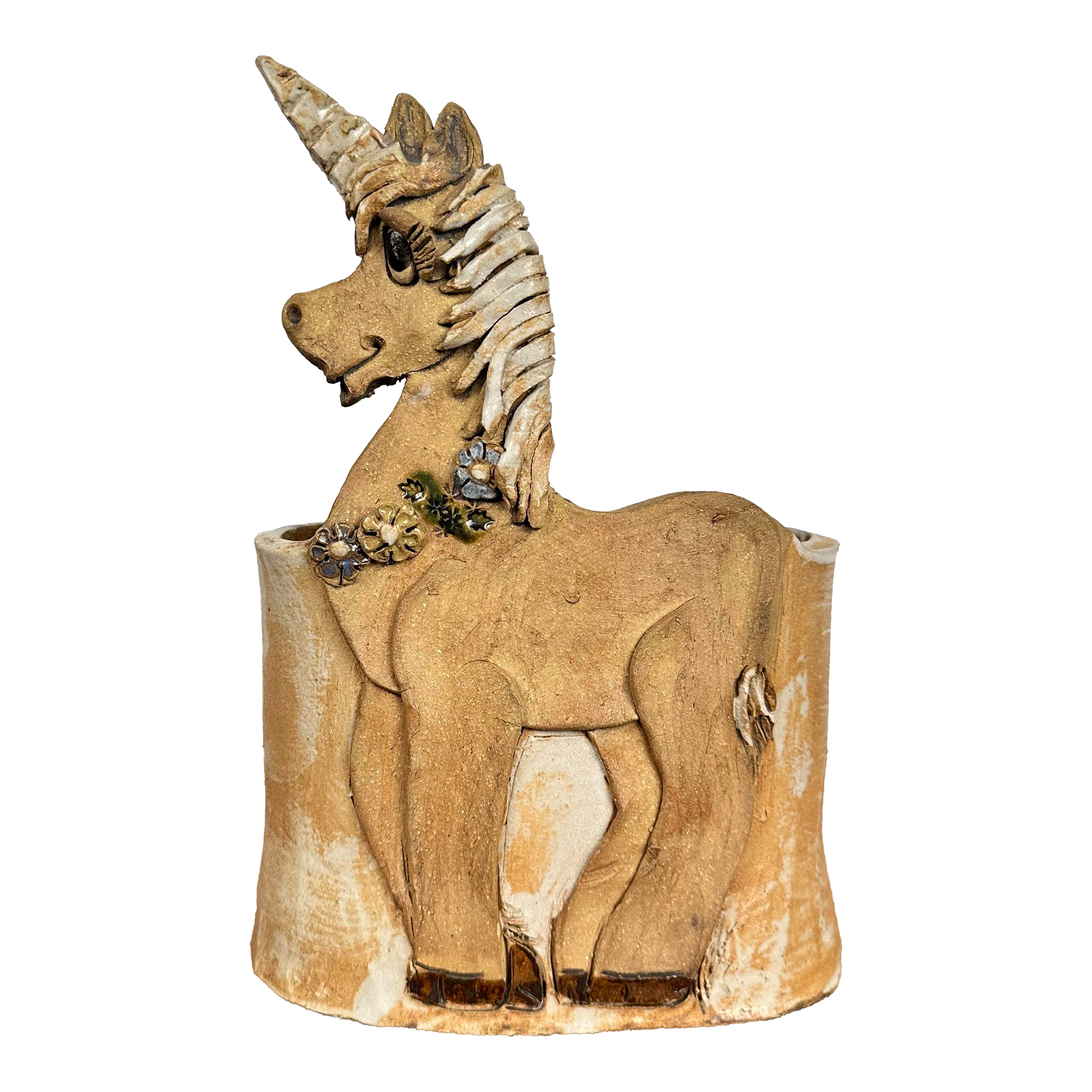 Unicorn Vessel Signed Studio Pottery