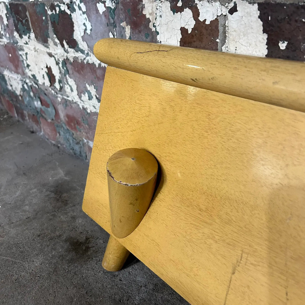 Unique Mid Century Modern Blonde Wood Full Size Headboard and Footboard