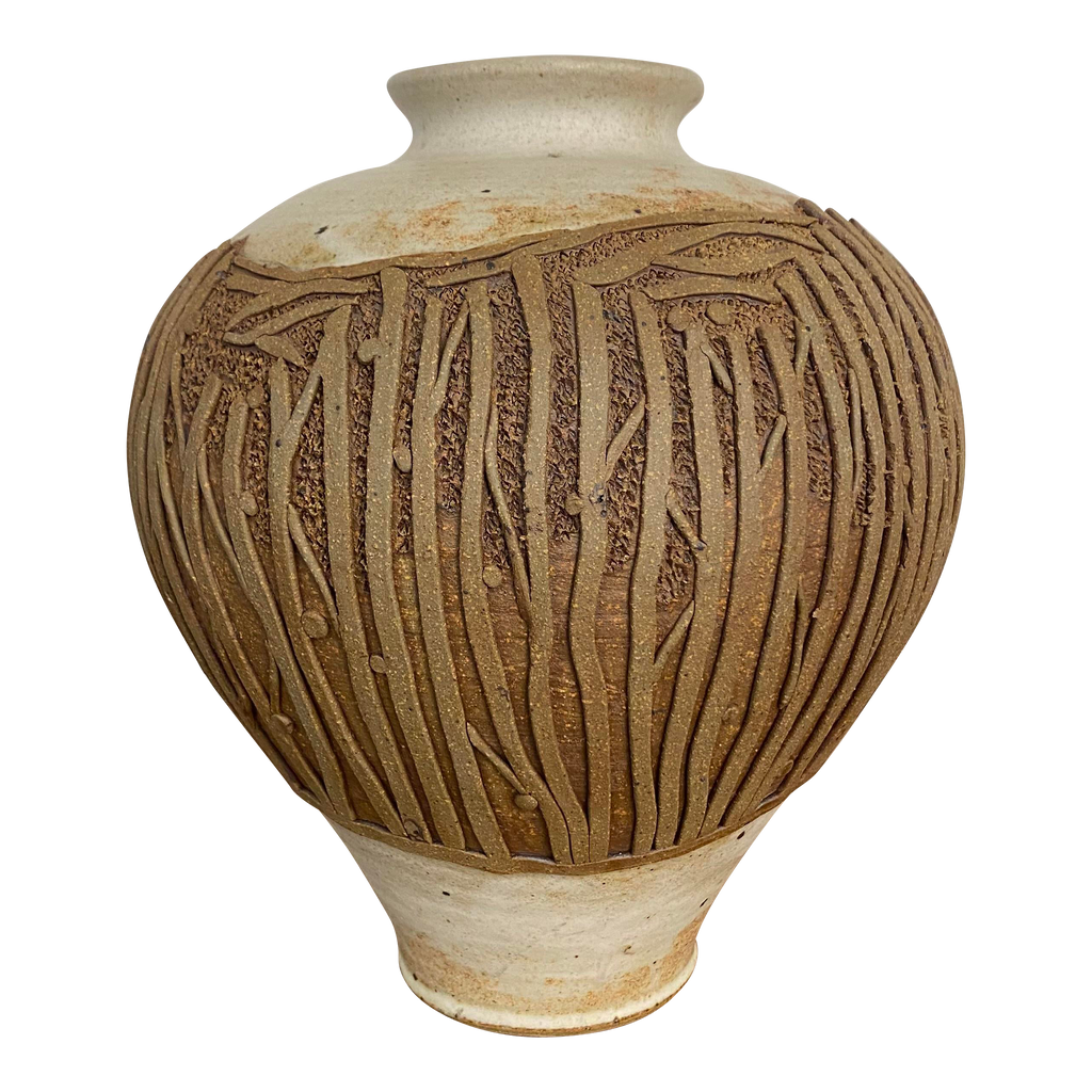 Unknown Artist Signed Studio Pottery Ceramic Vase Tall
