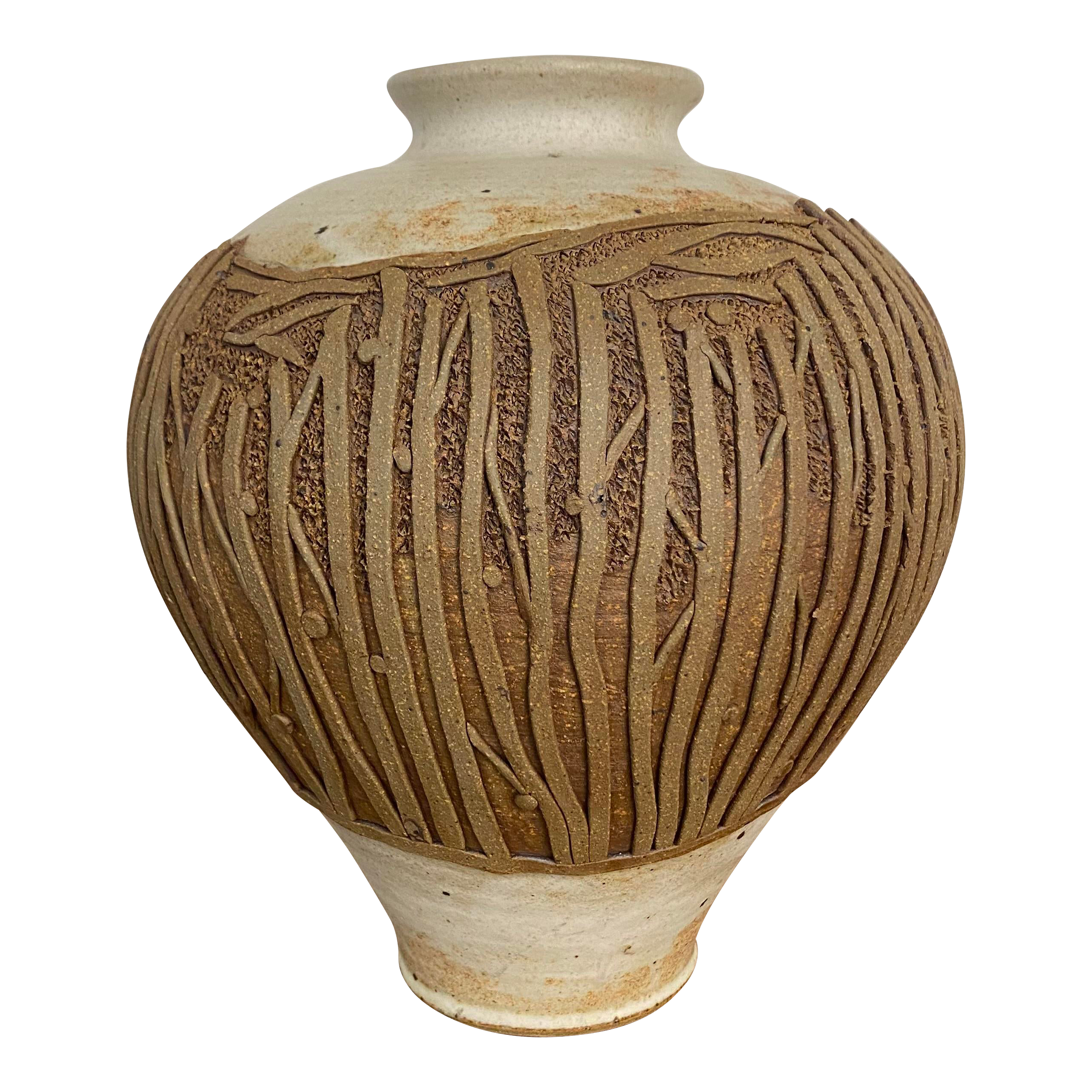 Unknown Artist Signed Studio Pottery Ceramic Vase Tall