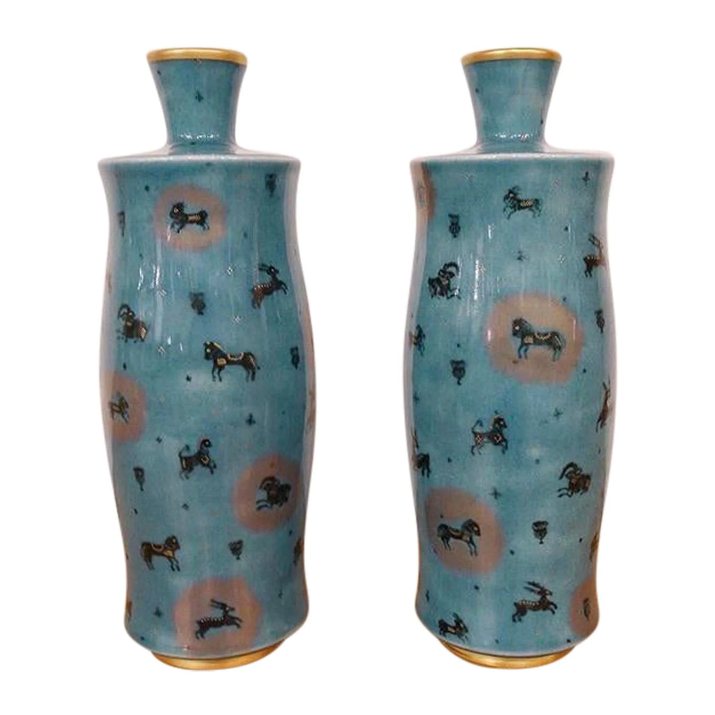 Pair of Sevres and Decorated by E. Metayer Vases 1950s