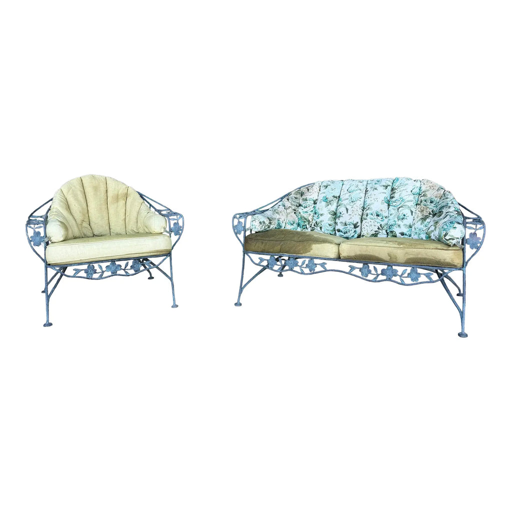 Vintage Birmingham Ornamental Iron Patio Loveseat and Lounge Chair Set