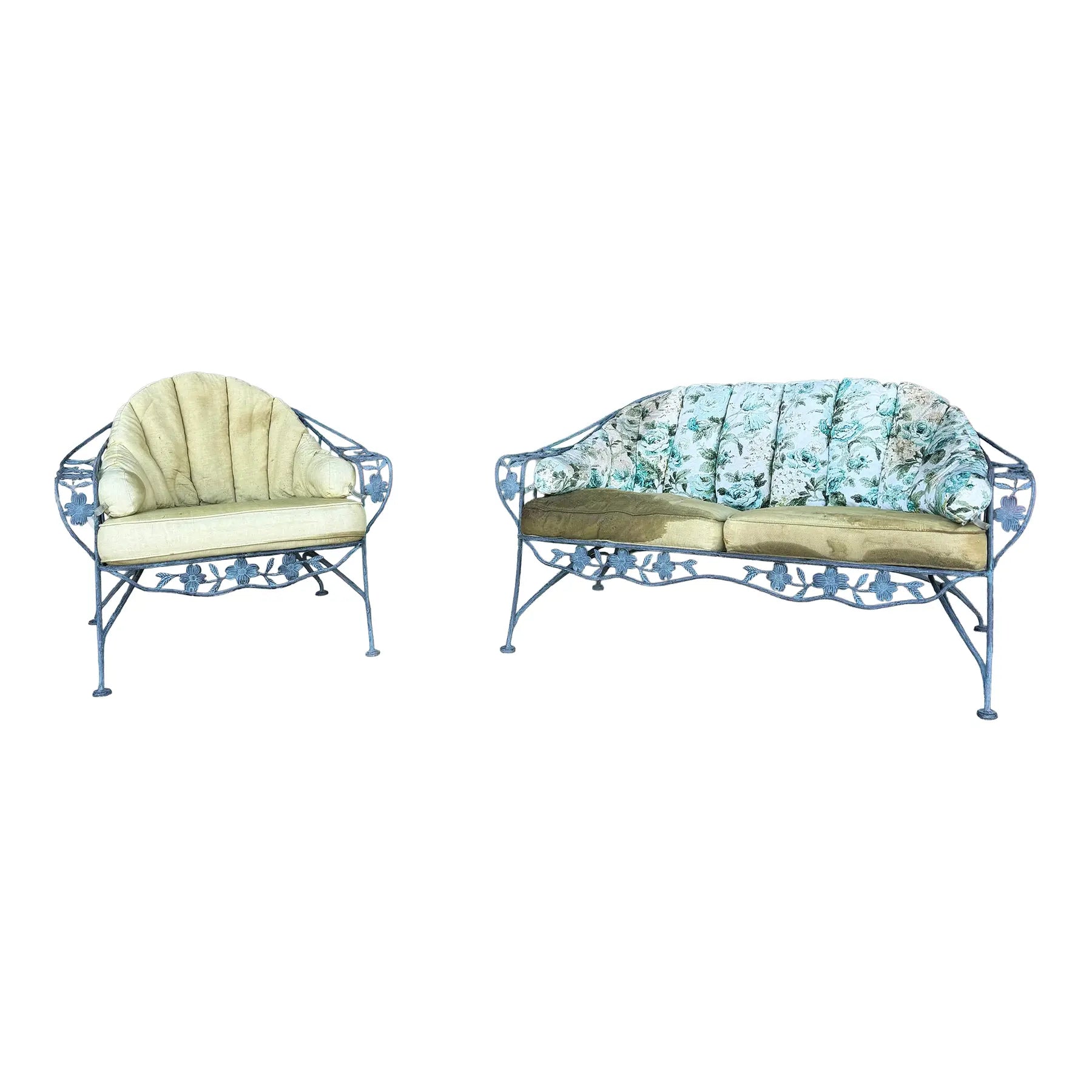 Vintage Birmingham Ornamental Iron Patio Loveseat and Lounge Chair Set