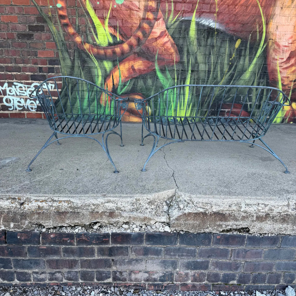 Vintage Birmingham Ornamental Iron Patio Loveseat and Lounge Chair Set
