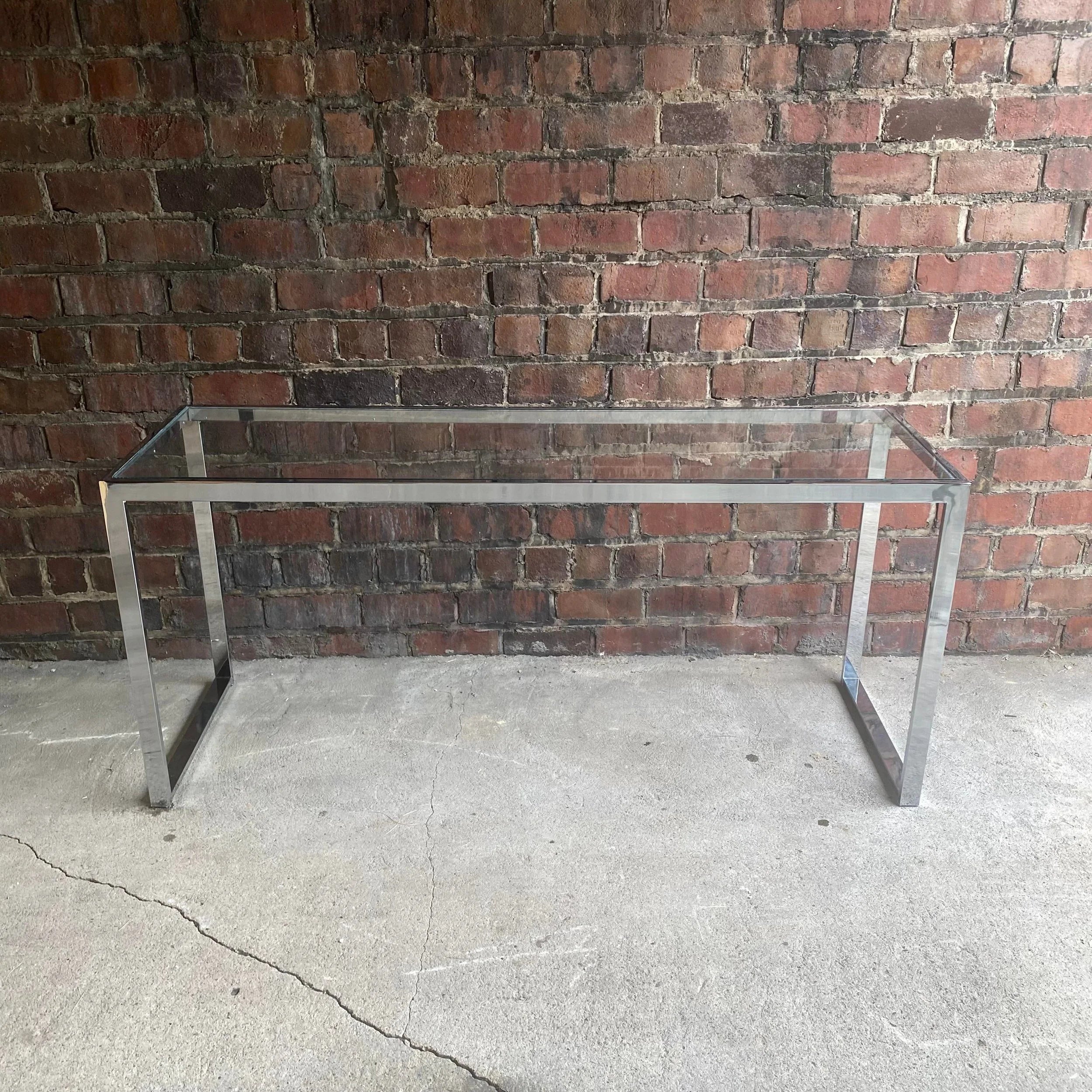 Chrome Long Side Table In the Style of Milo Baughman