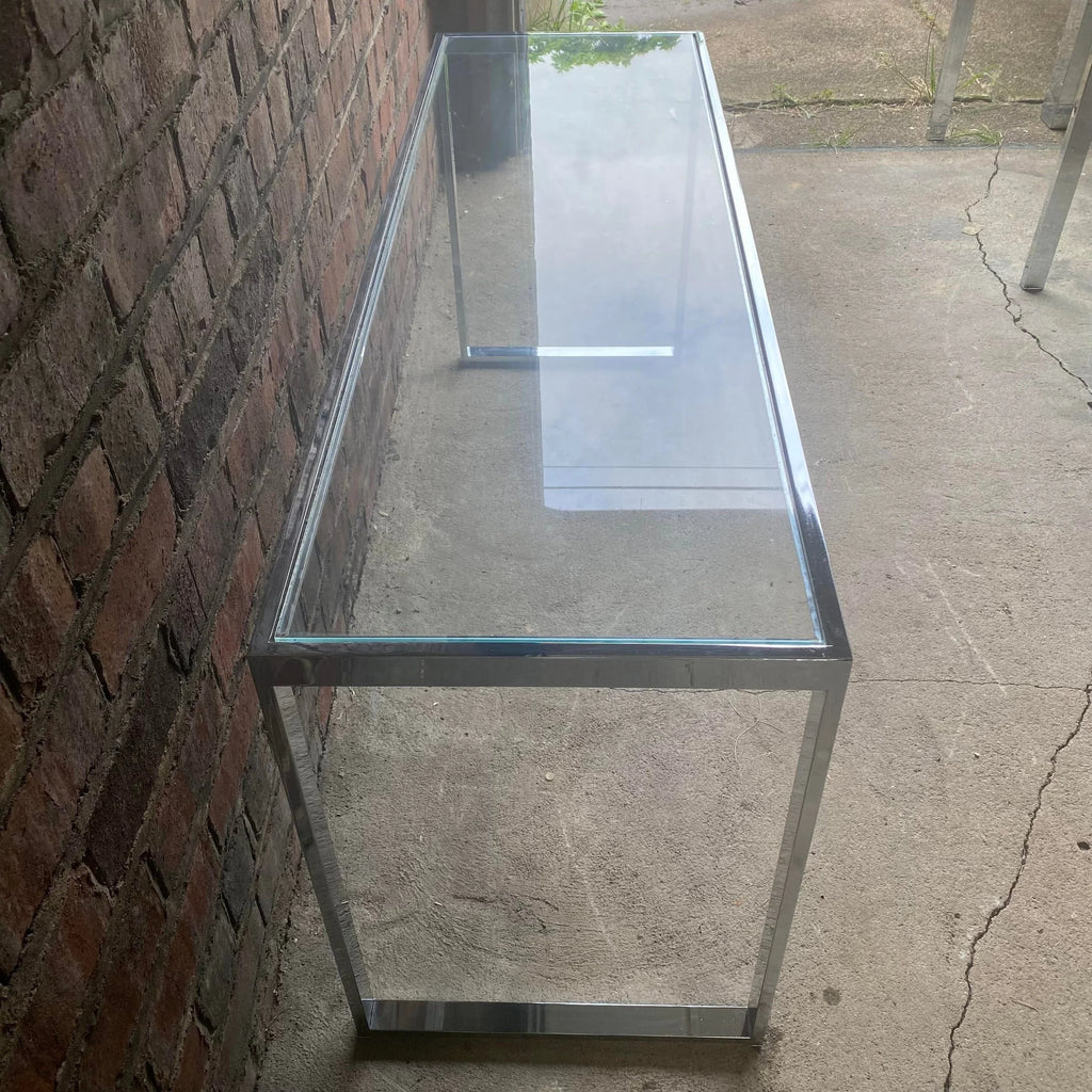 Chrome Long Side Table In the Style of Milo Baughman