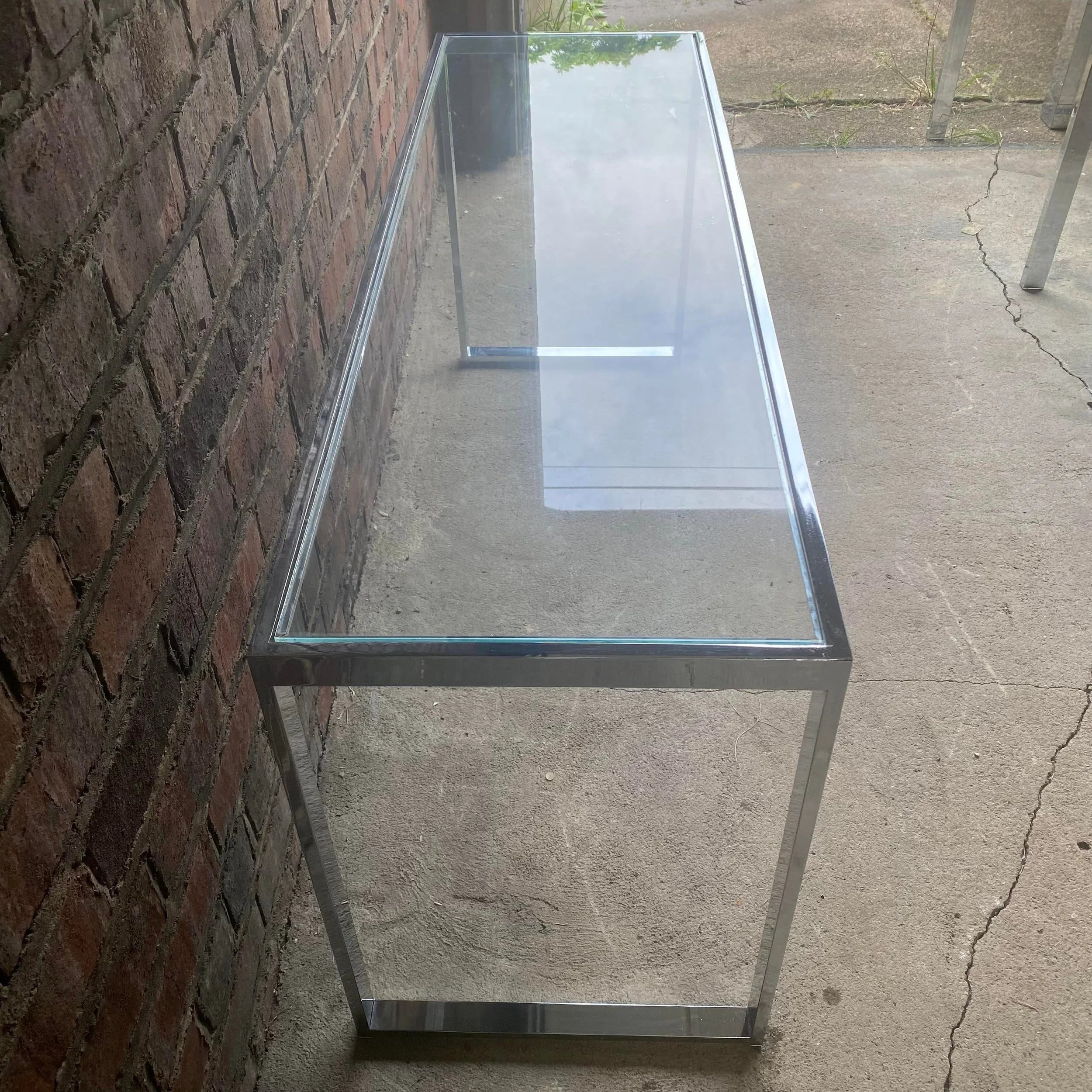 Chrome Long Side Table In the Style of Milo Baughman