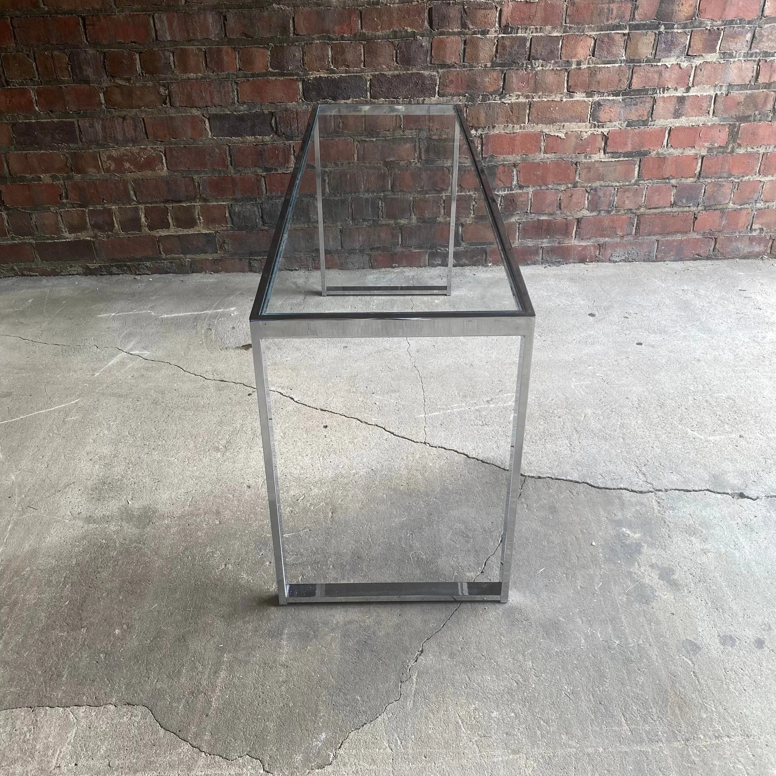 Chrome Long Side Table In the Style of Milo Baughman