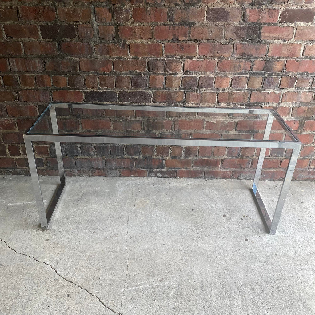 Chrome Long Side Table In the Style of Milo Baughman