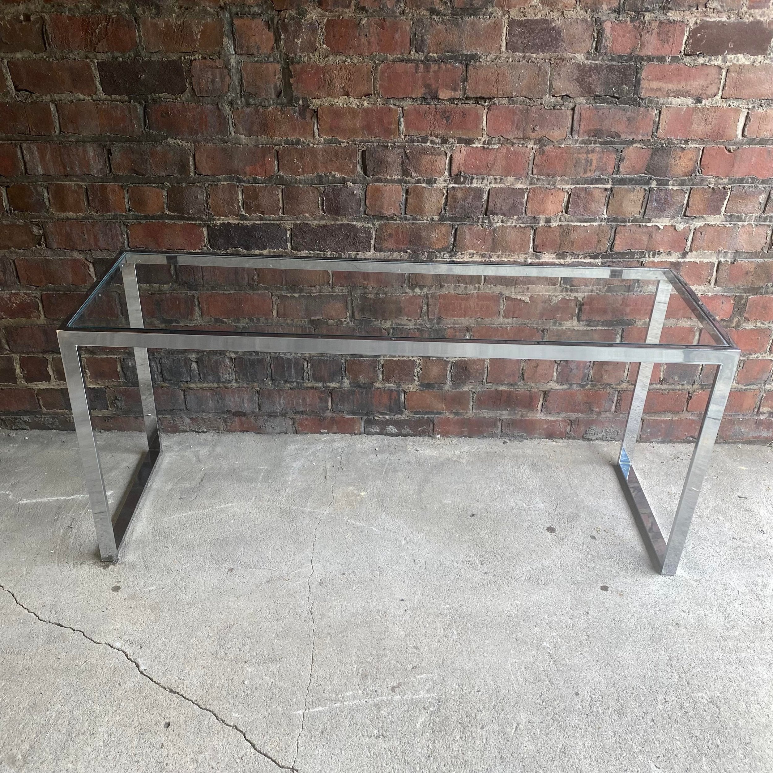 Chrome Long Side Table In the Style of Milo Baughman