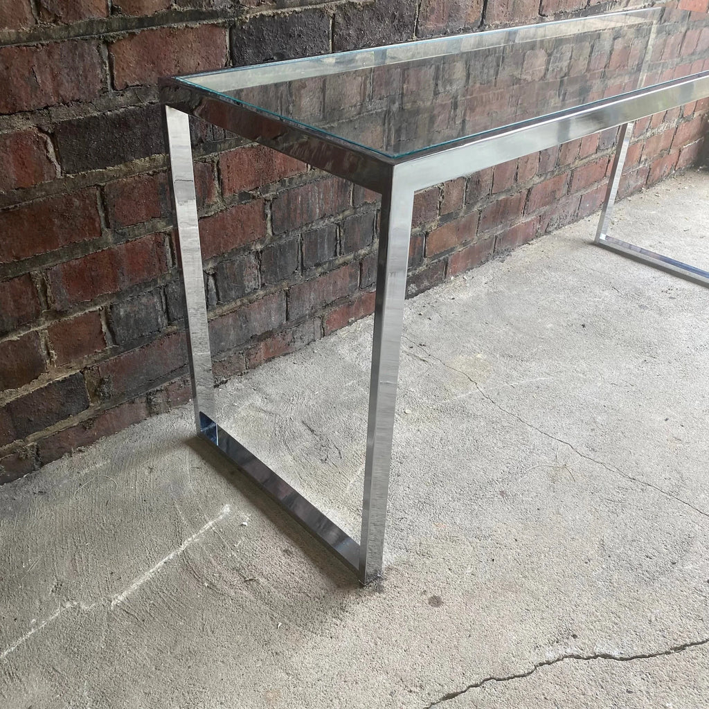 Chrome Long Side Table In the Style of Milo Baughman