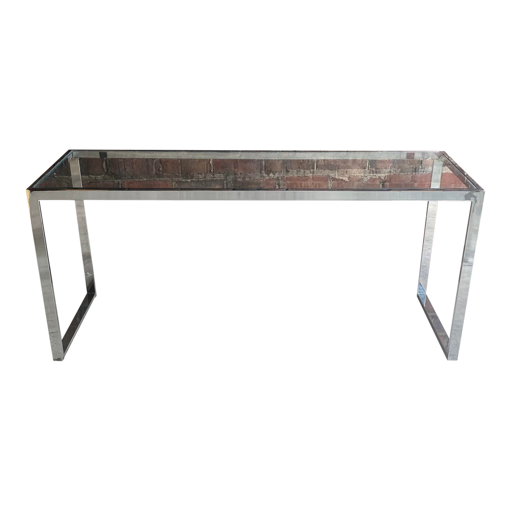 Chrome Long Side Table In the Style of Milo Baughman