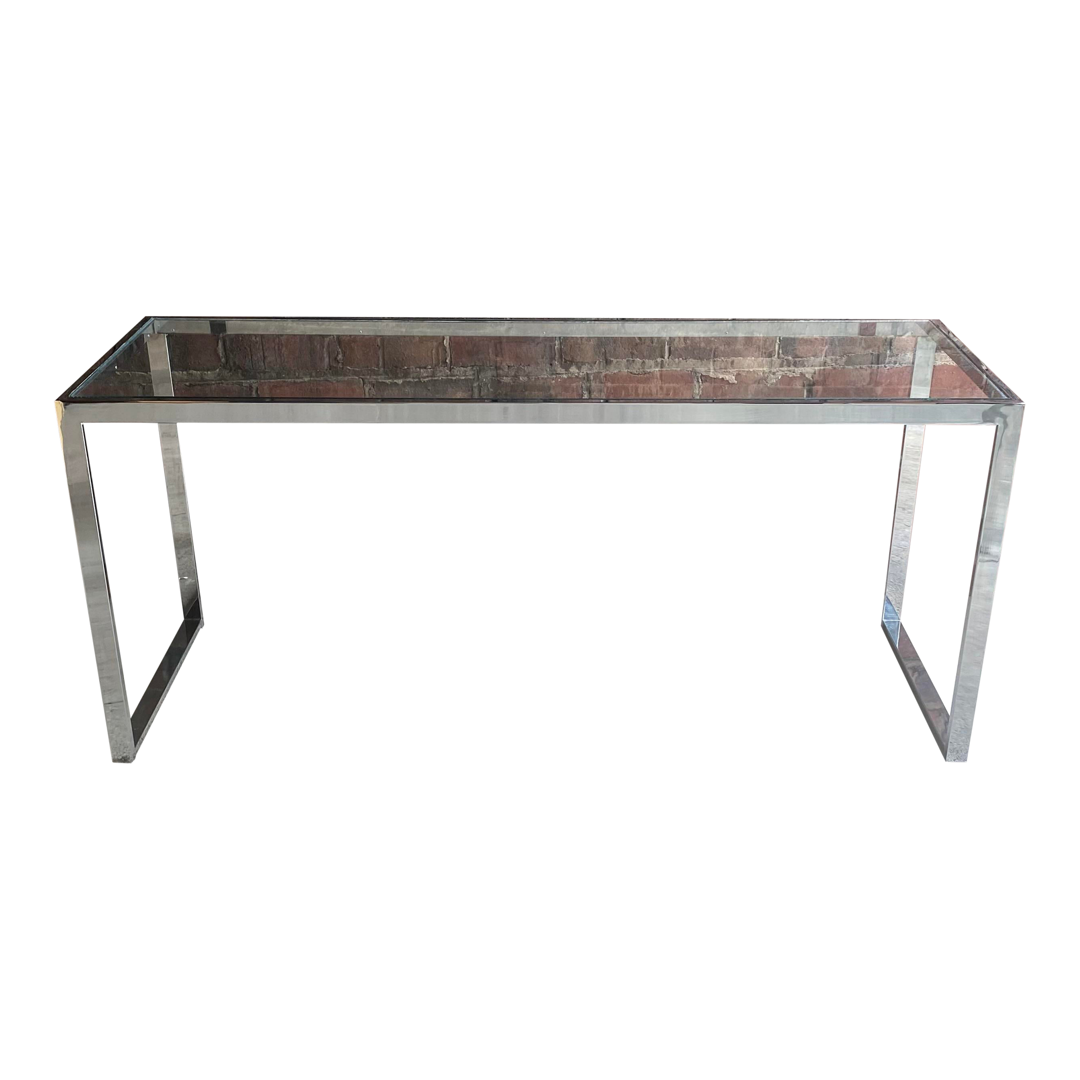 Chrome Long Side Table In the Style of Milo Baughman