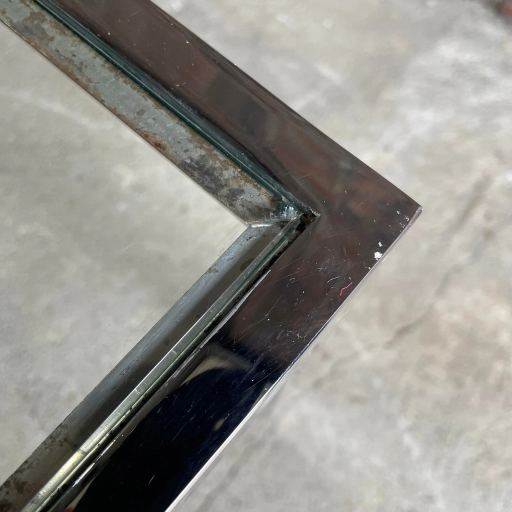 Milo Baughman Style Chrome Square Coffee Table